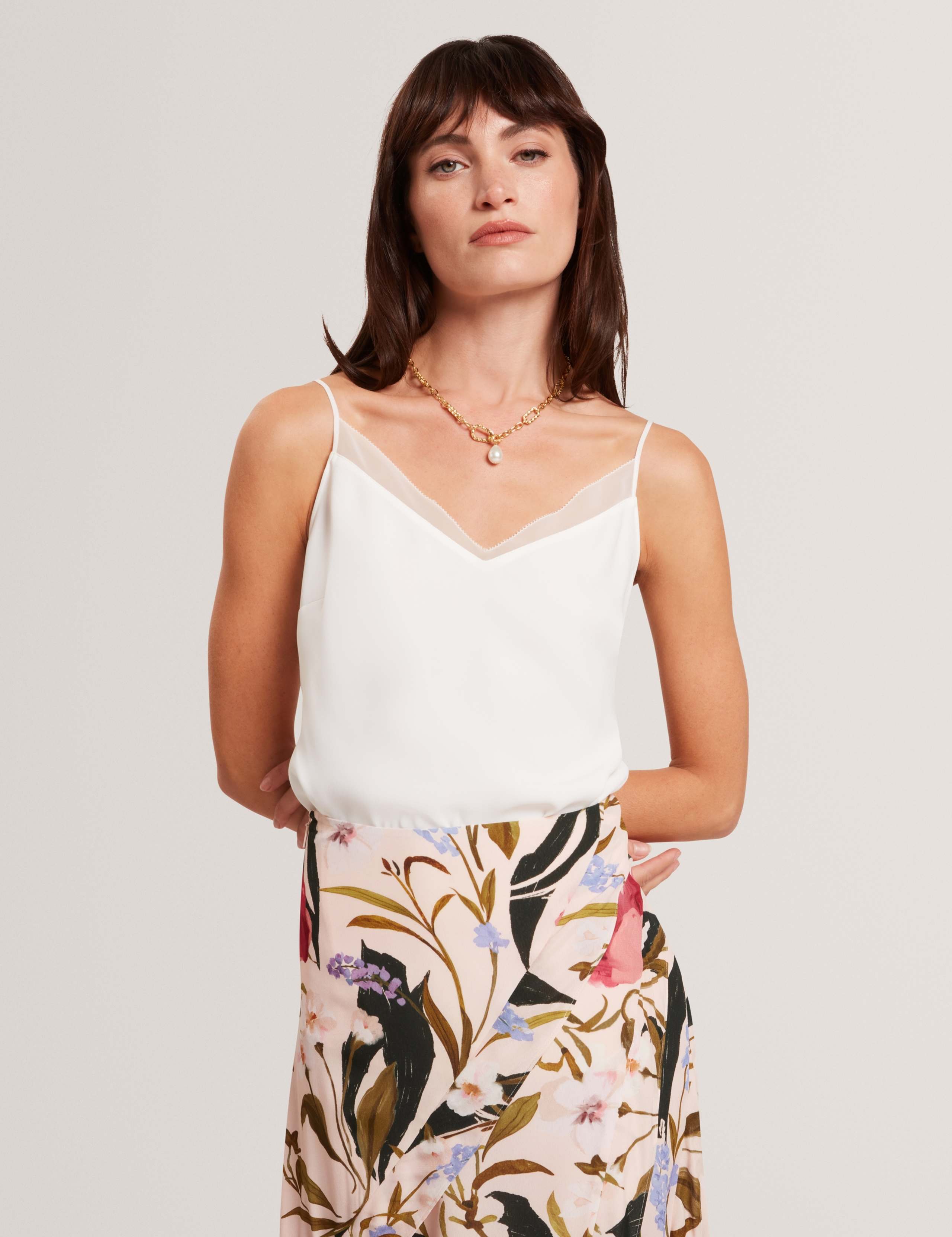 Chiffon Insert Cami Top 1 of 6