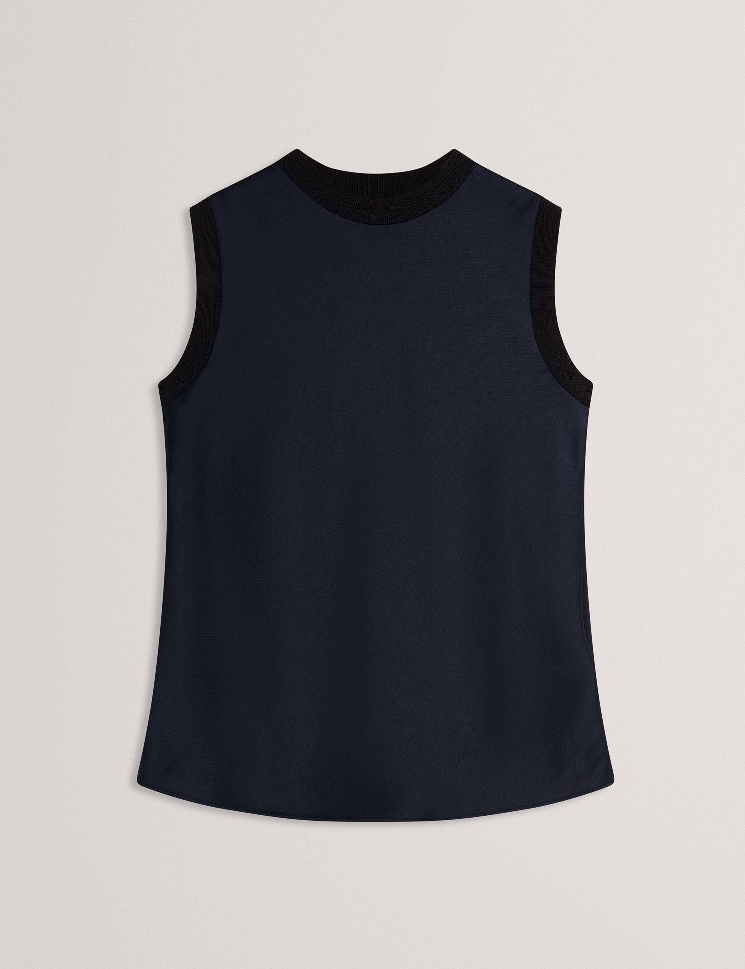 Satin Crew Neck Rib Detail Vest Top 2 of 7