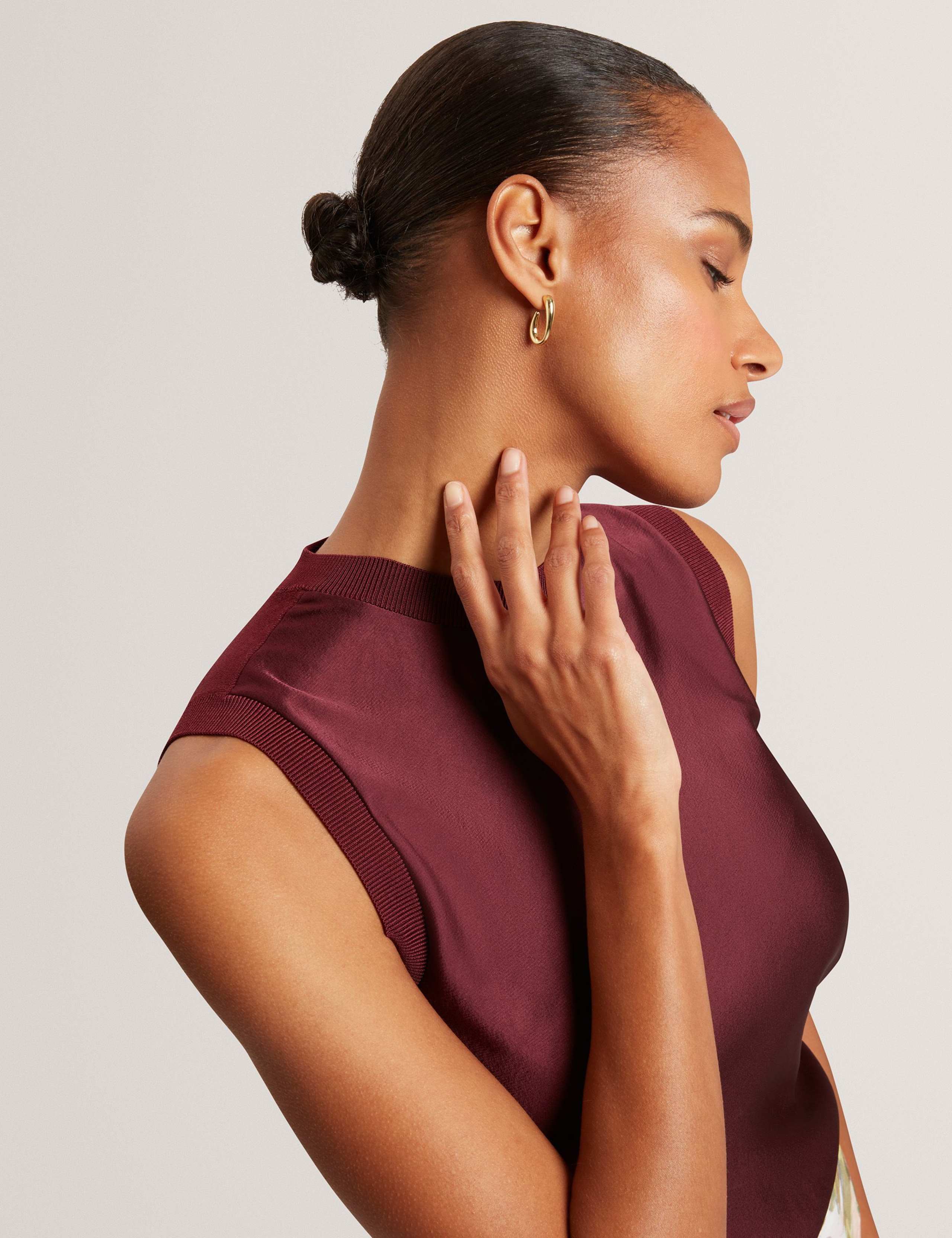 Satin Crew Neck Rib Detail Vest Top 5 of 7