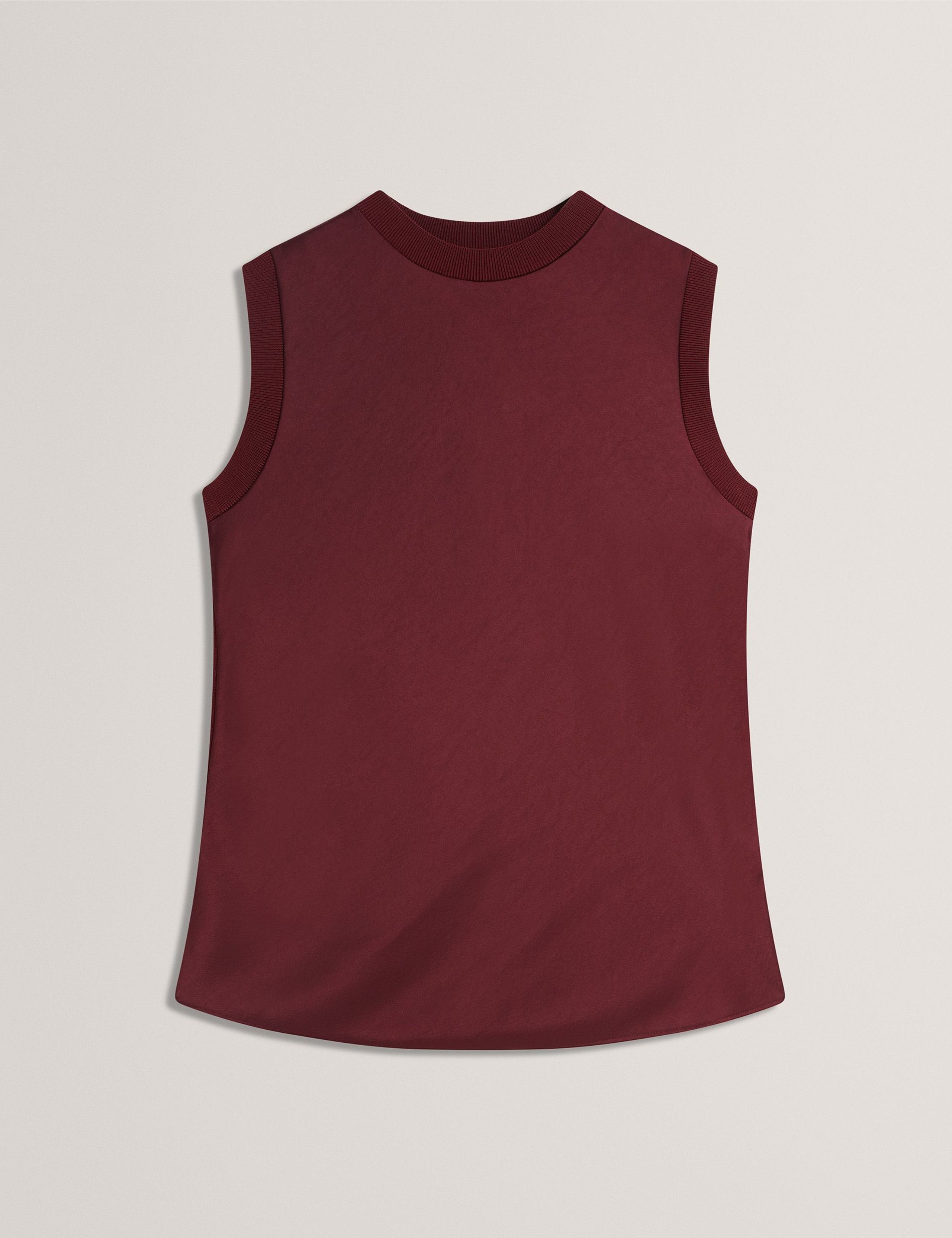 Satin Crew Neck Rib Detail Vest Top 2 of 7