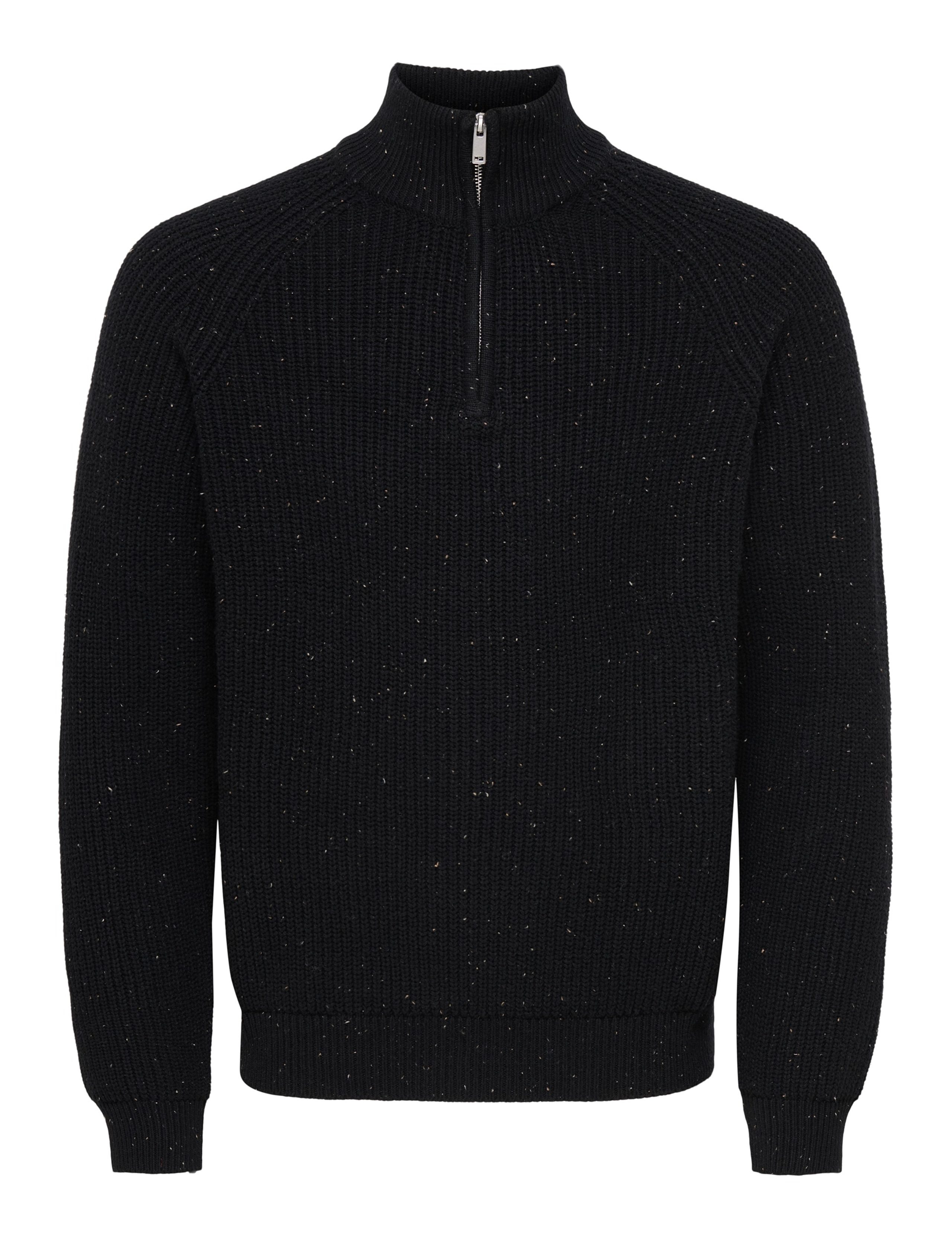 Cotton Rich Textured Funnel Neck Zip Up Jumper 1 of 3