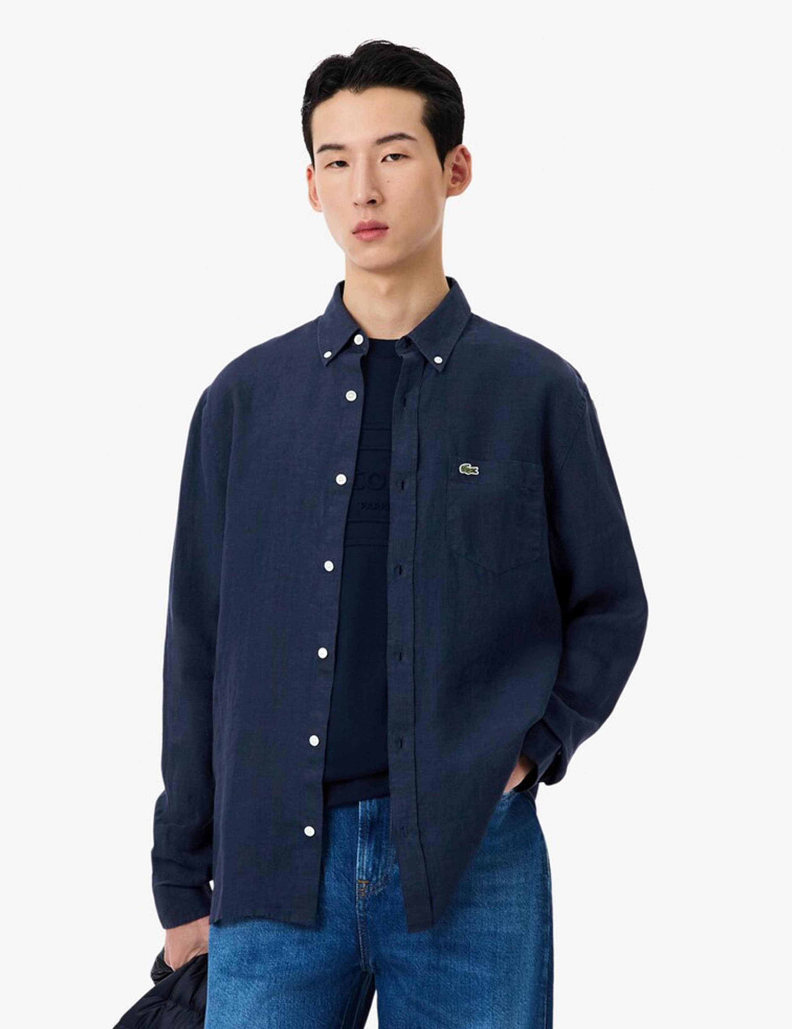 Regular Fit Pure Linen Oxford Shirt 1 of 4