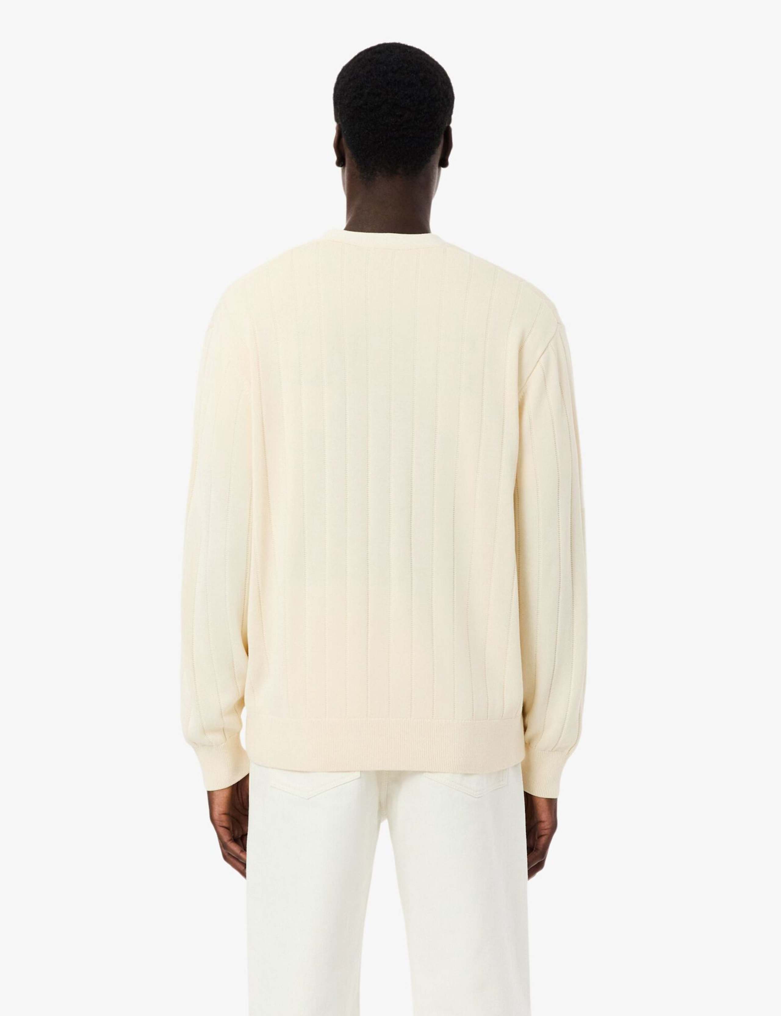 Cotton Blend Ribbed V-Neck Cardigan 4 of 7