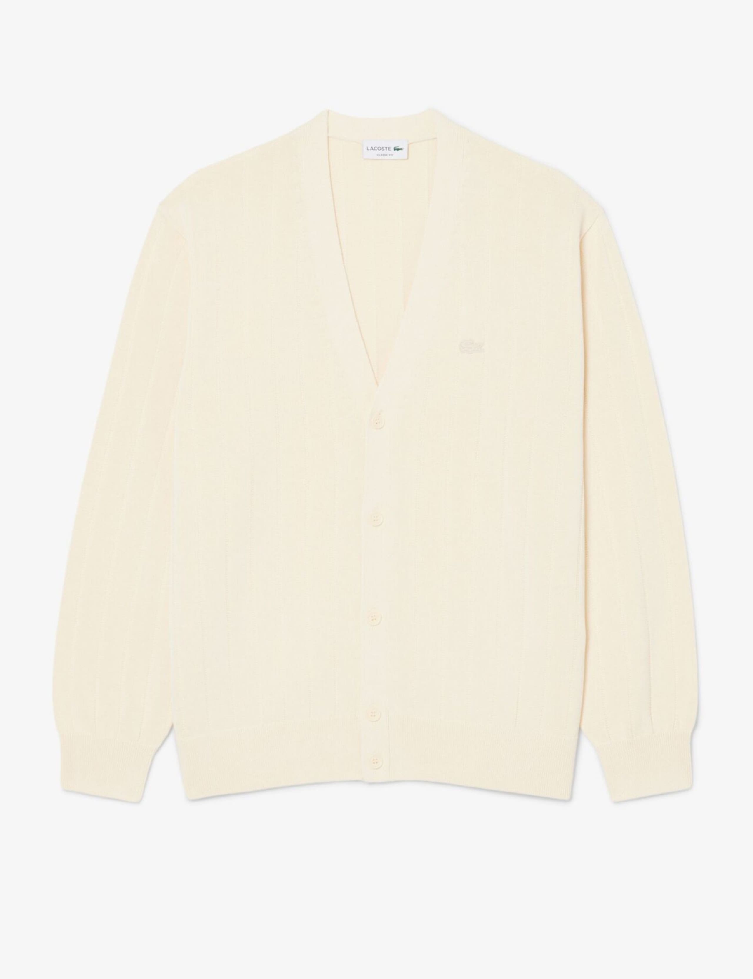 Cotton Blend Ribbed V-Neck Cardigan 2 of 7