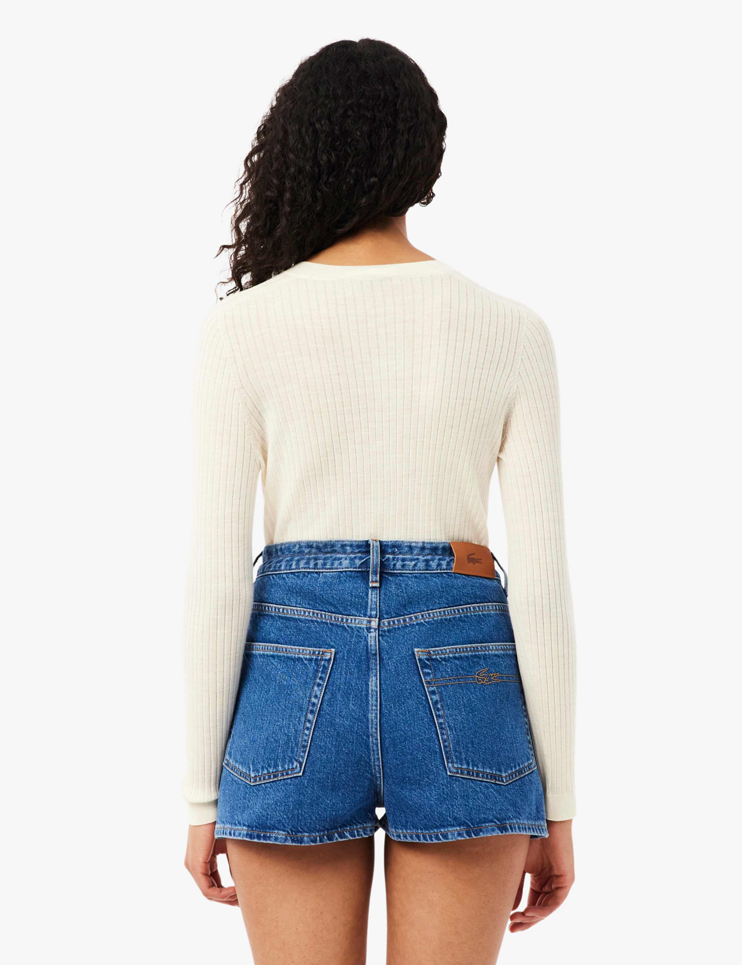 Pure Merino Wool Ribbed Round Neck Cardigan 3 of 4