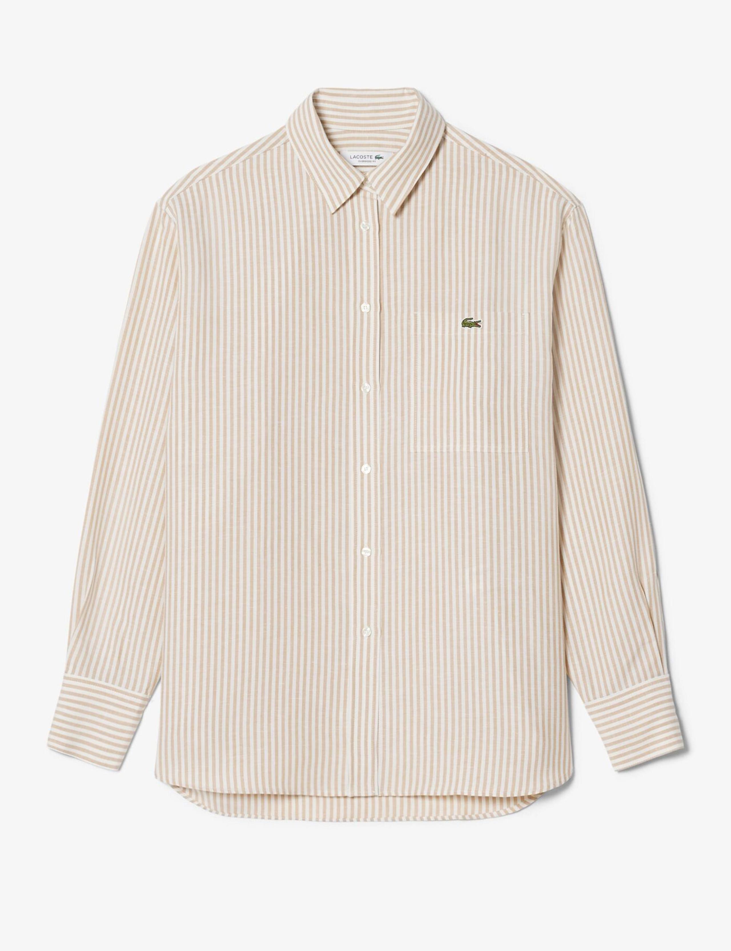 Linen Blend Striped Oversized Shirt 1 of 4