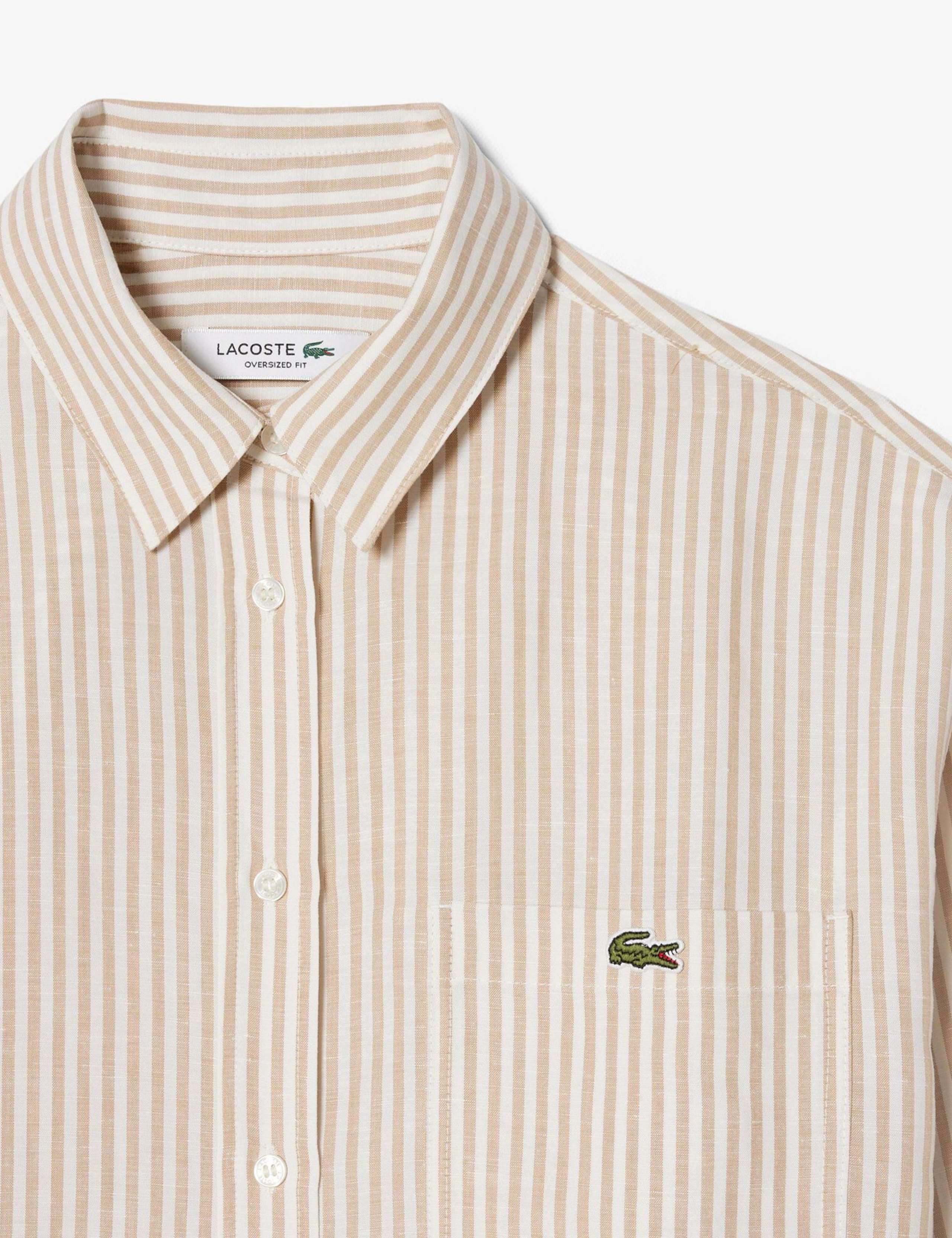 Linen Blend Striped Oversized Shirt 2 of 4