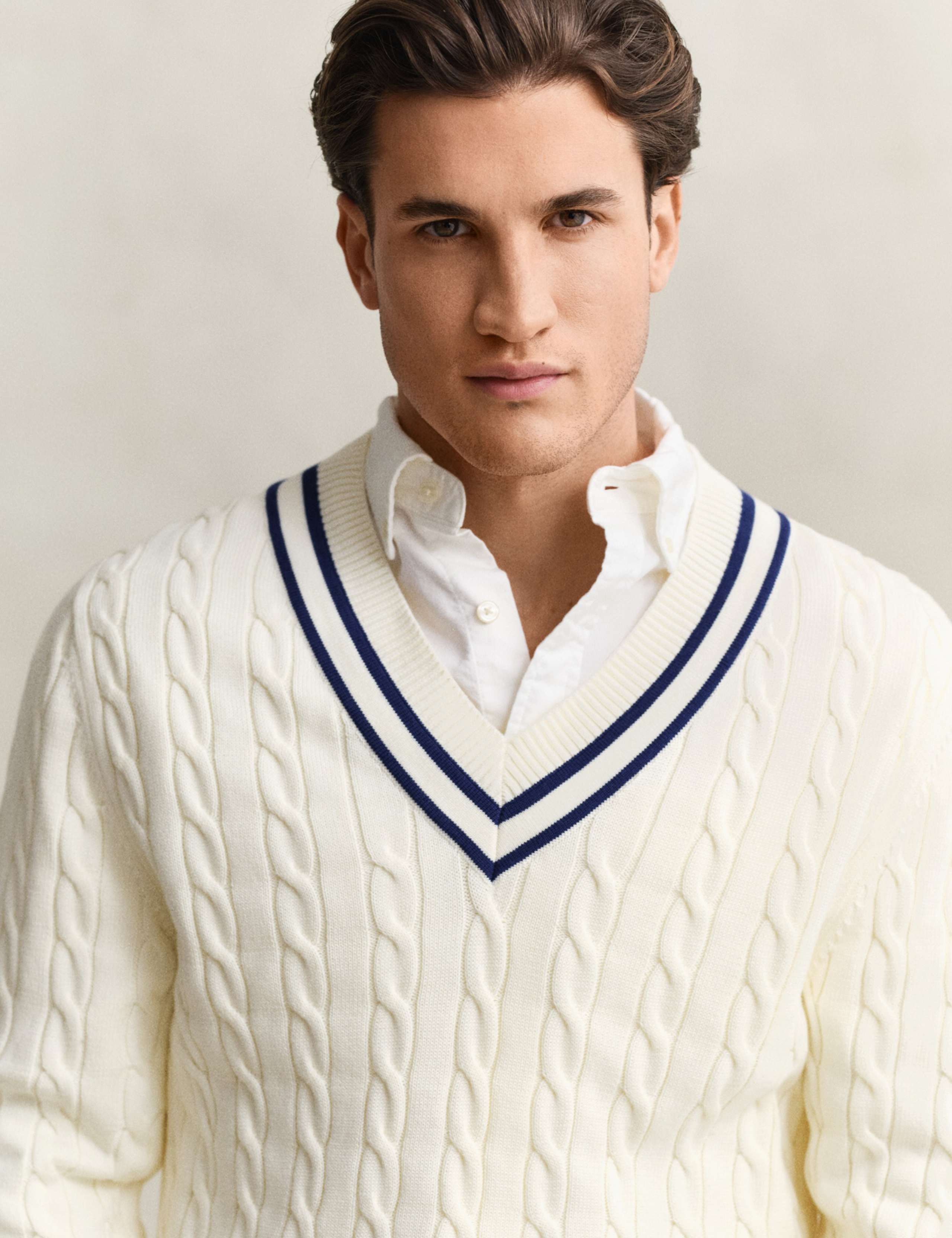 Pure Cotton Cable V-Neck Jumper 6 of 6