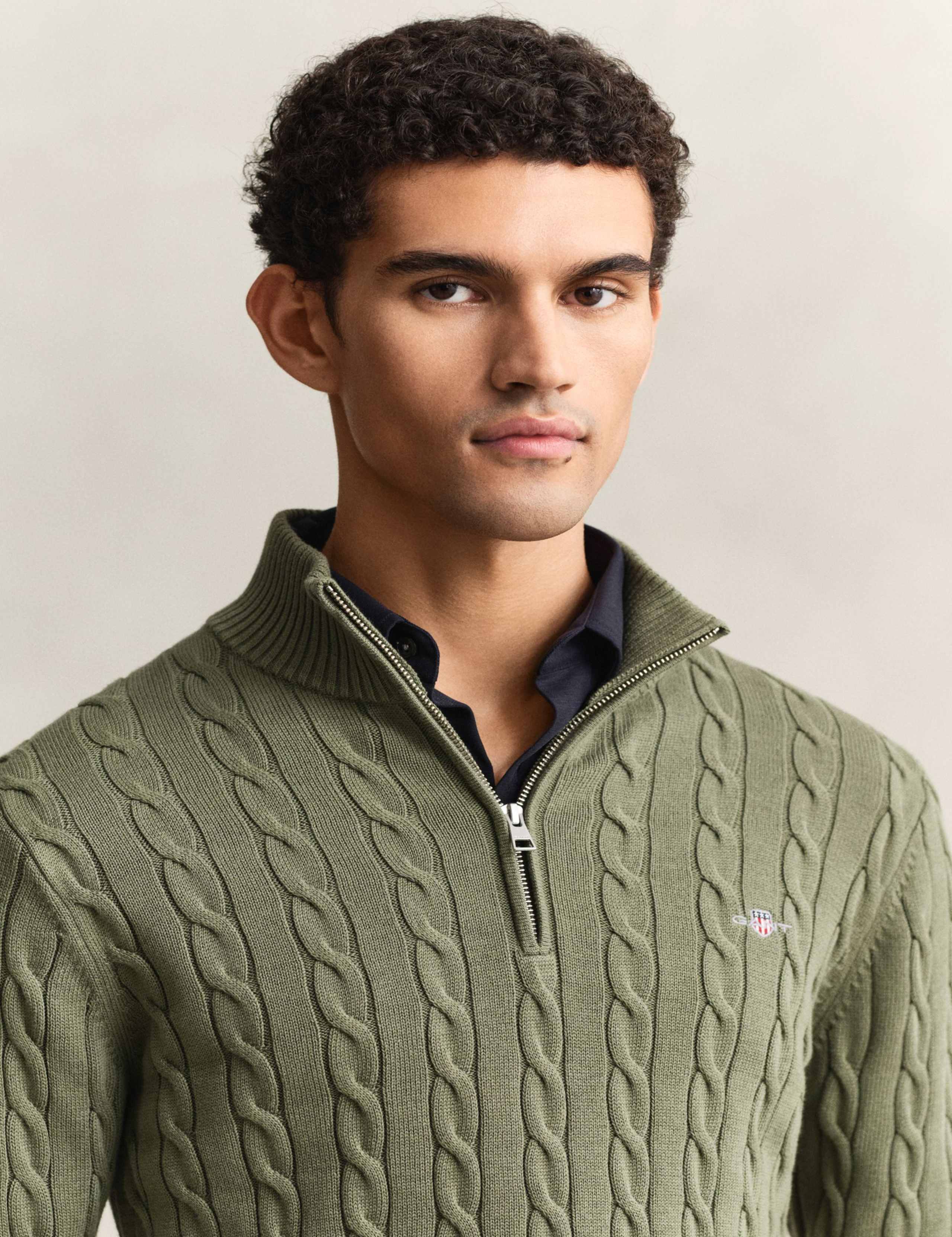 Pure Cotton Cable Half Zip Jumper 4 of 5