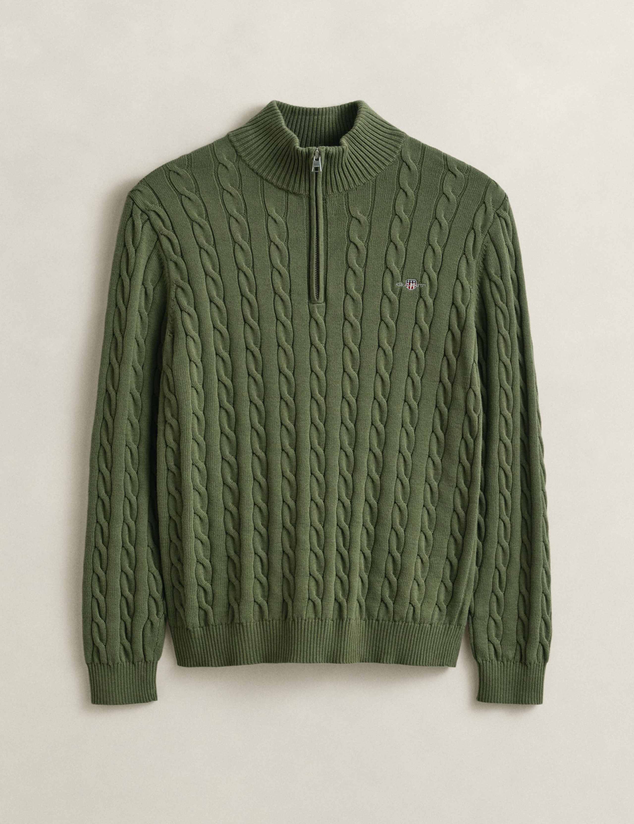 Pure Cotton Cable Half Zip Polo Shirt 2 of 5