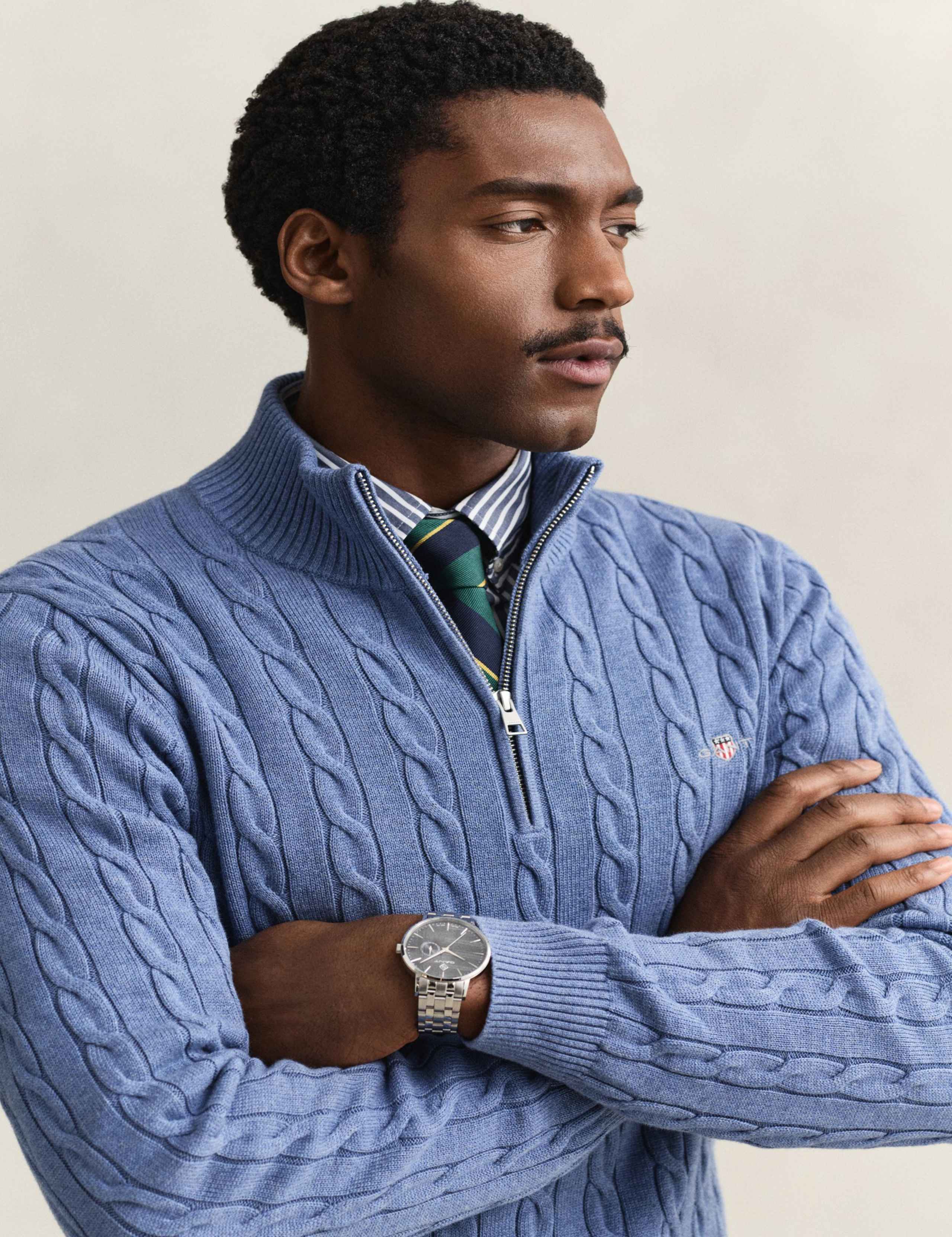Pure Cotton Cable Half Zip Jumper 4 of 5