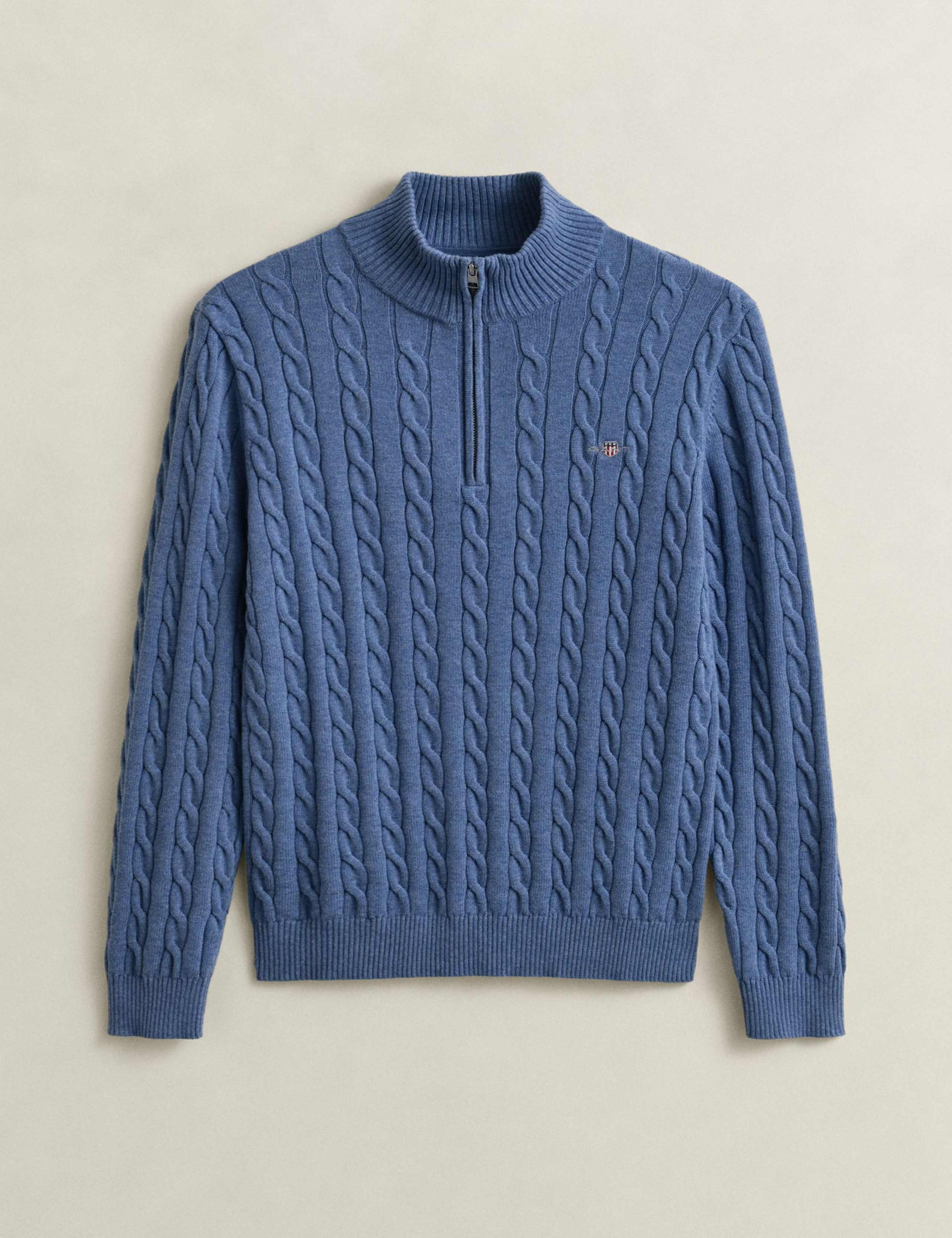 Pure Cotton Cable Half Zip Jumper 2 of 5