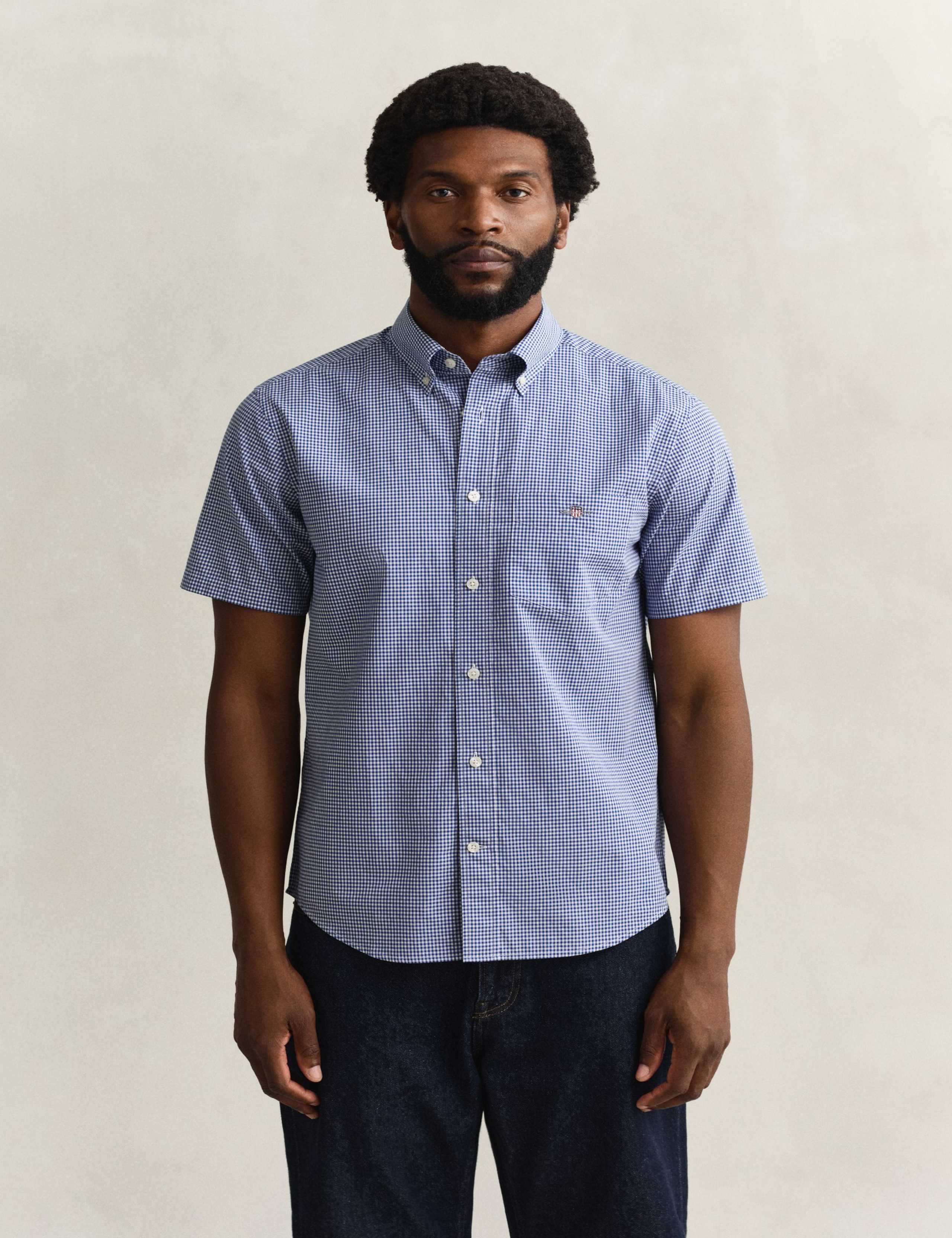 Regular Fit Pure Cotton Gingham Oxford Shirt 1 of 7