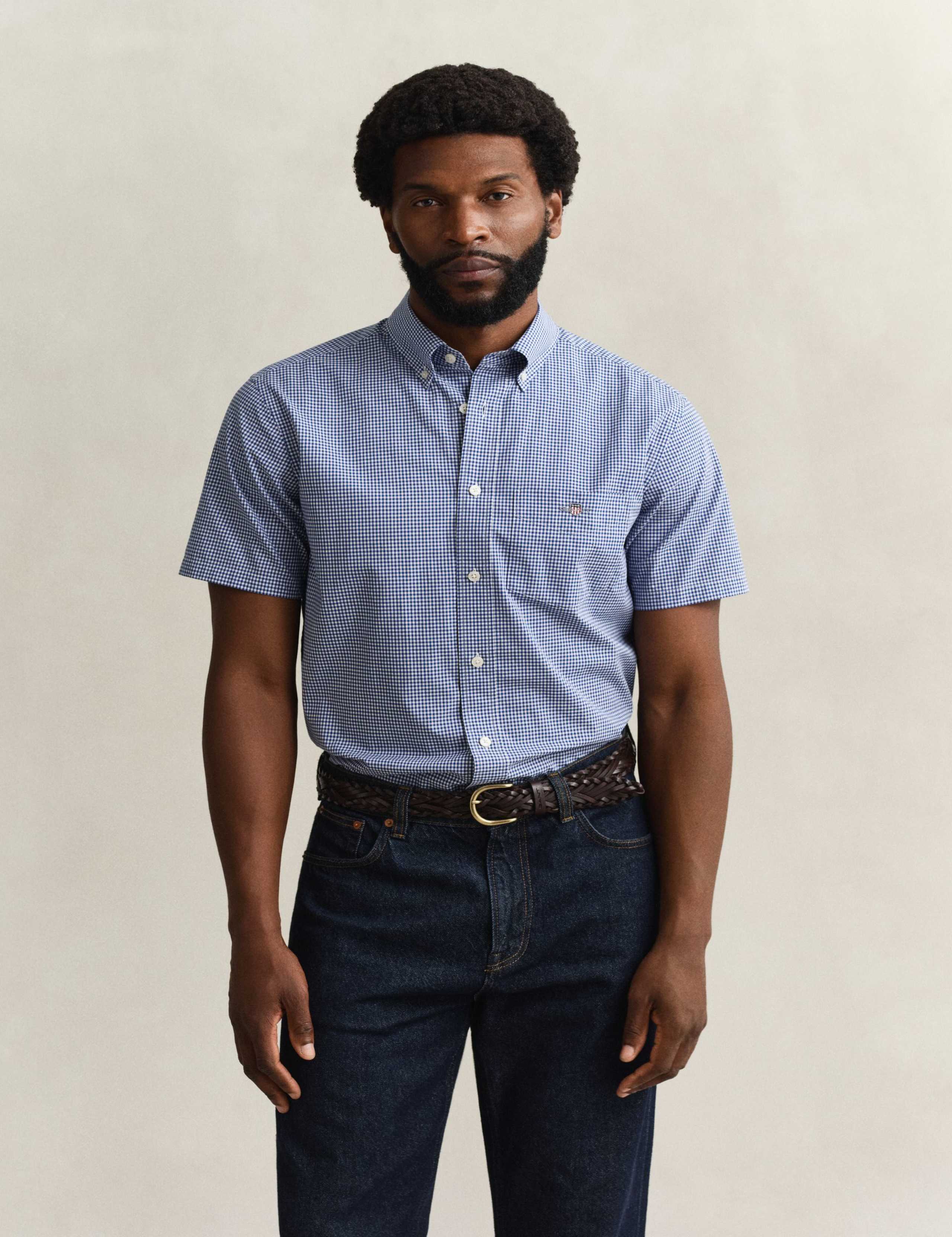 Regular Fit Pure Cotton Gingham Oxford Shirt 3 of 7