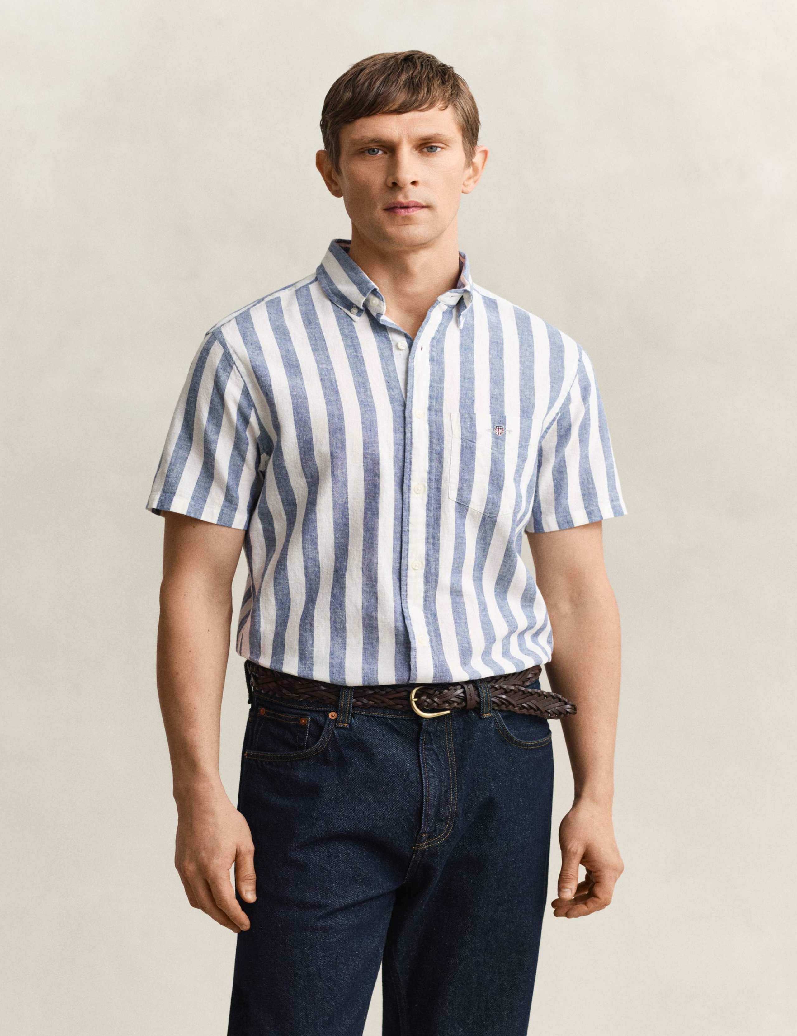 Regular Fit Linen Rich Striped Shirt 3 of 6
