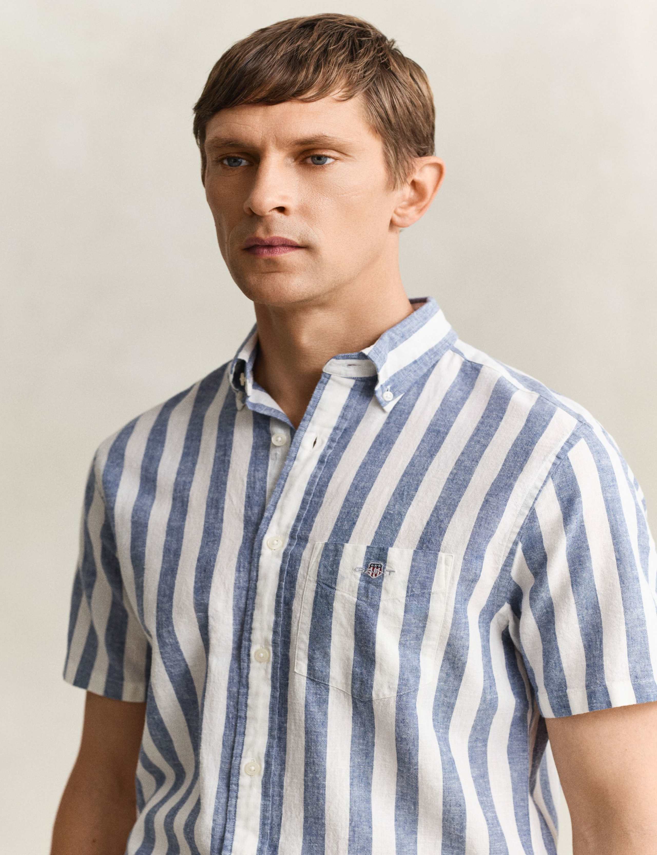 Regular Fit Linen Rich Striped Shirt 4 of 6