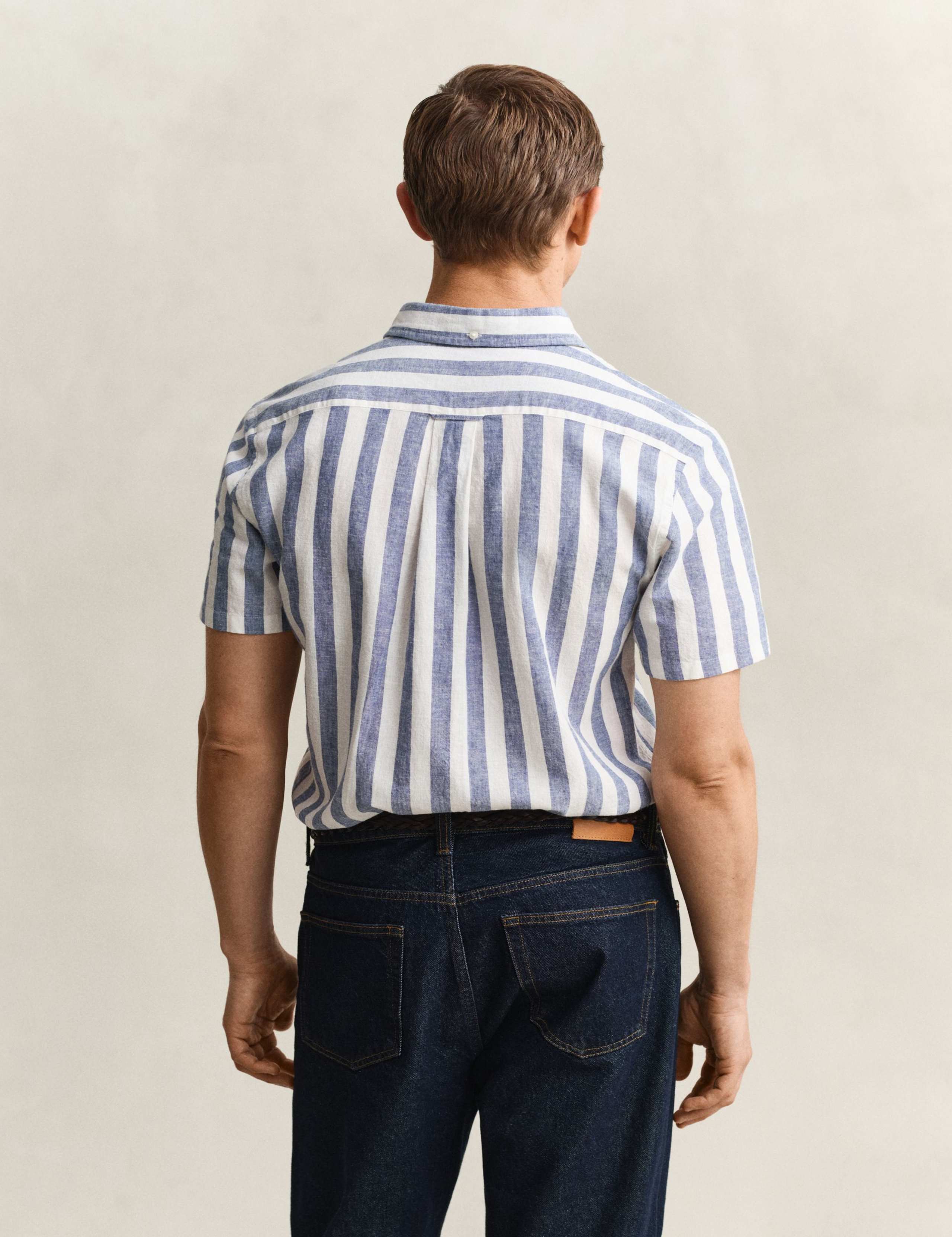 Regular Fit Linen Rich Striped Shirt 5 of 6