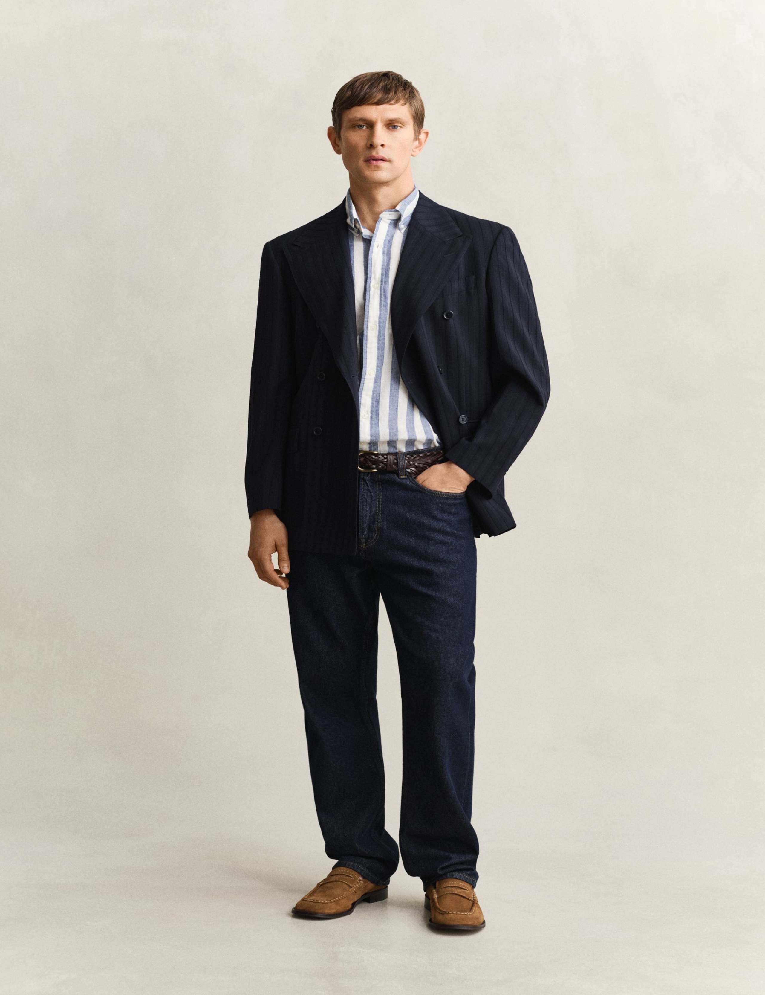 Regular Fit Linen Rich Striped Shirt 6 of 6