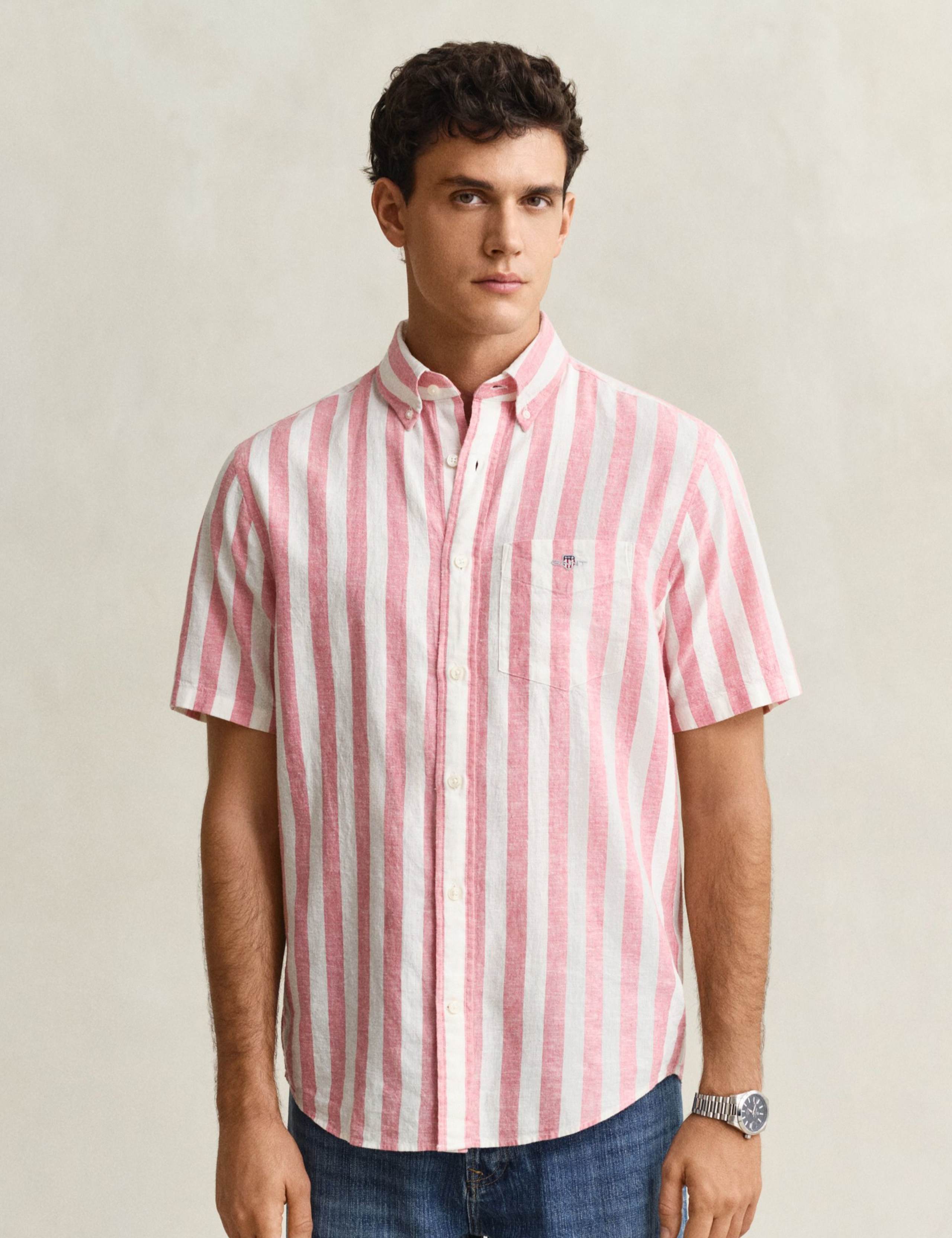 Regular Fit Linen Rich Striped Shirt 3 of 7