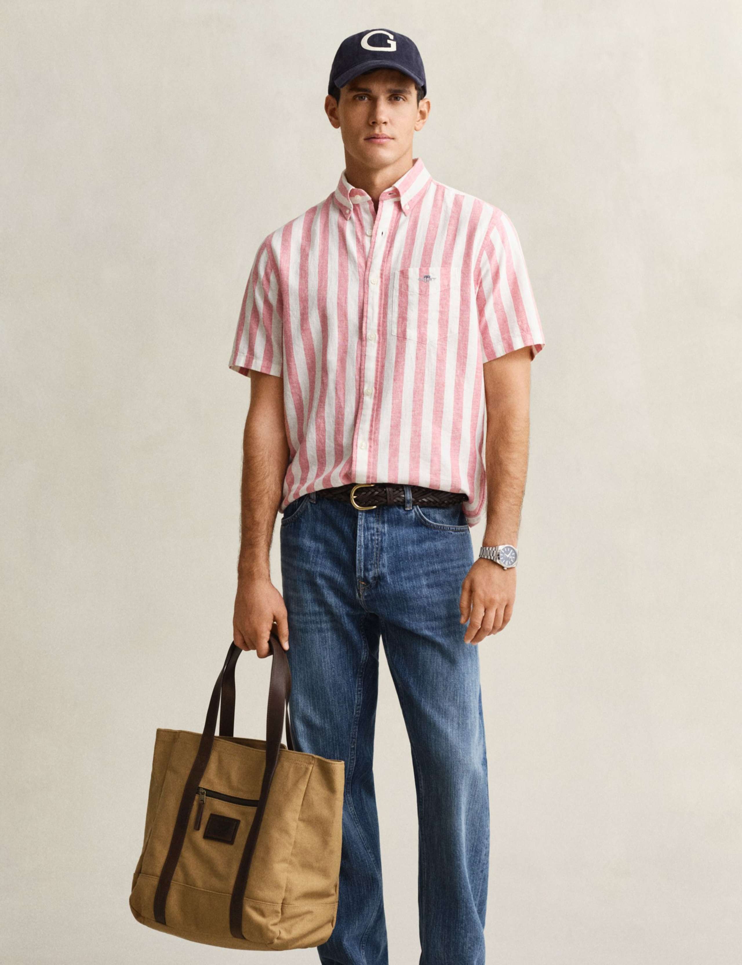 Regular Fit Linen Rich Striped Shirt 7 of 7
