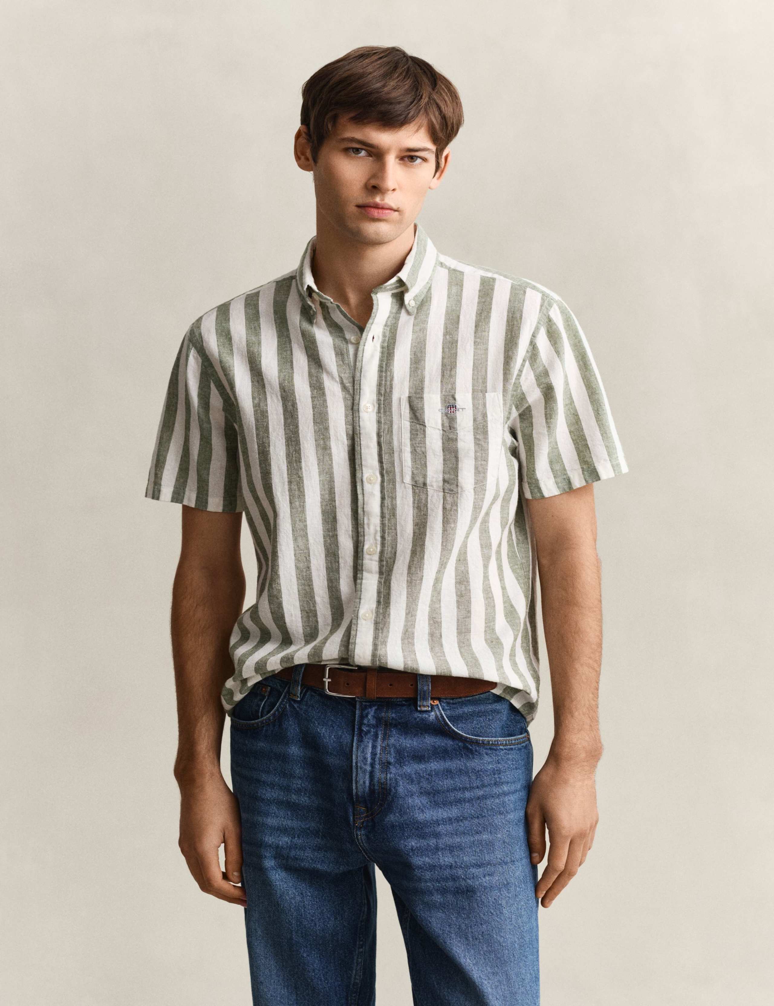 Regular Fit Linen Rich Striped Shirt 3 of 7
