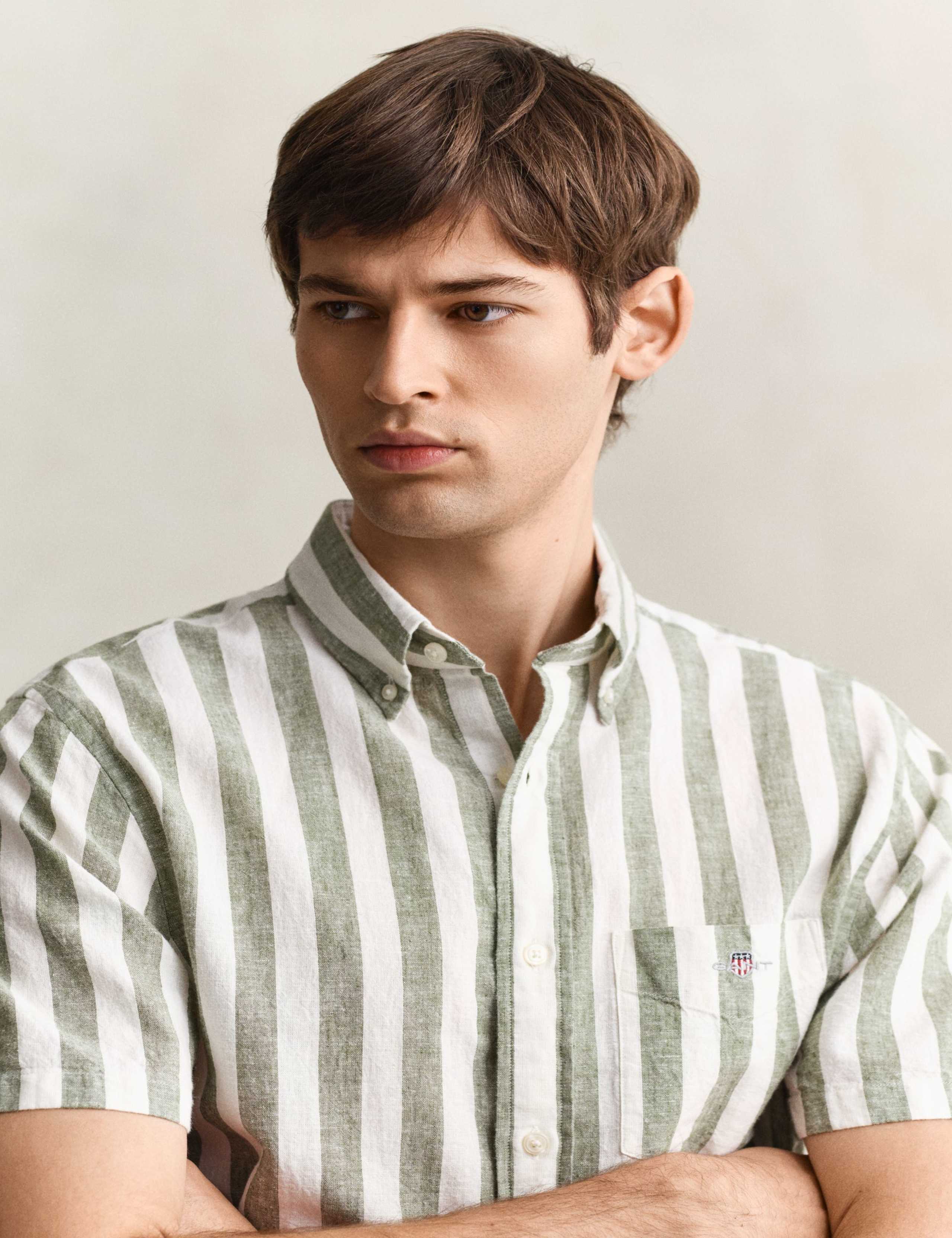 Regular Fit Linen Rich Striped Shirt 4 of 7