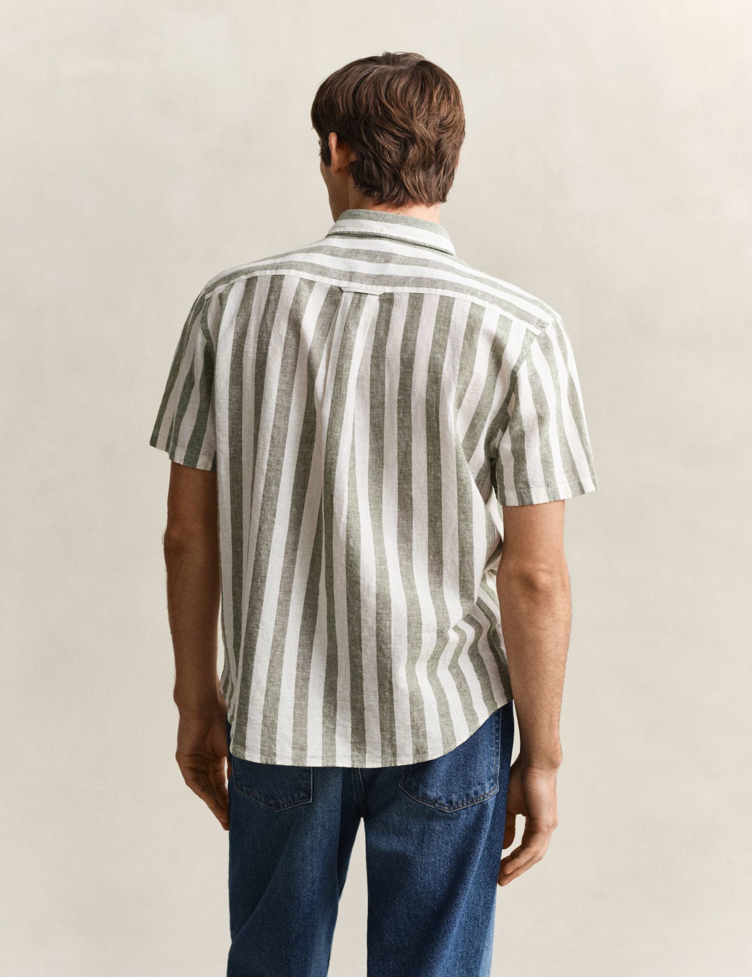 Regular Fit Linen Rich Striped Shirt 5 of 7