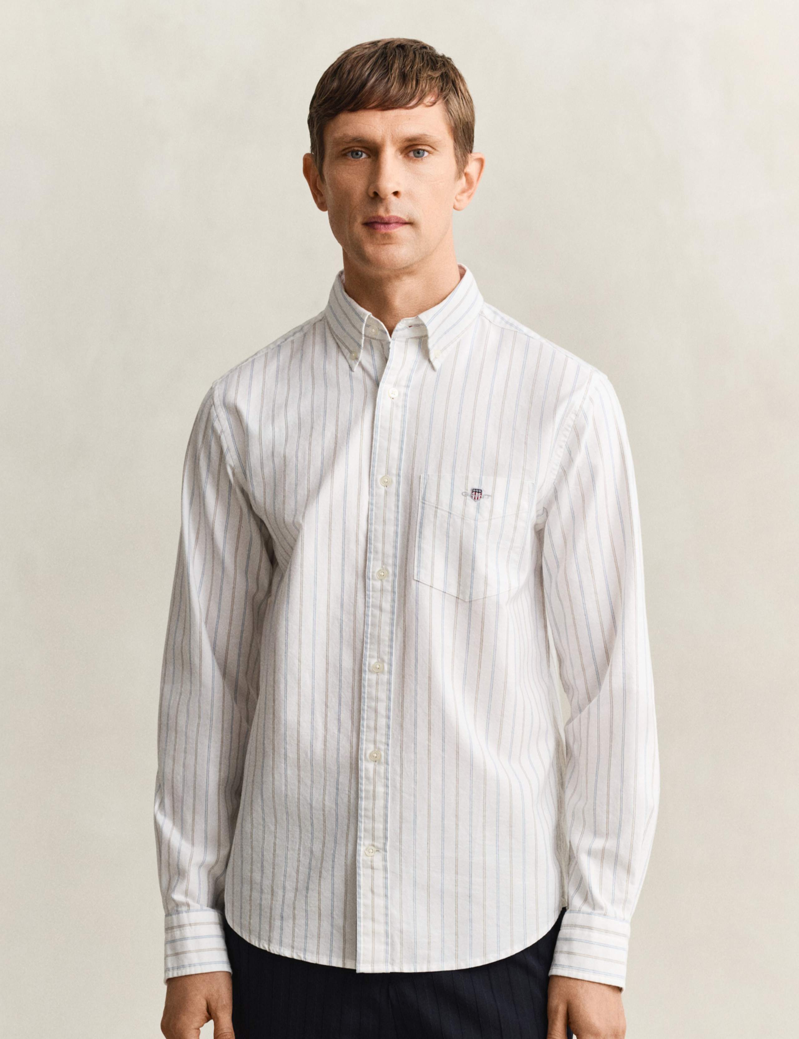 Regular Fit Pure Cotton Striped Oxford Shirt 1 of 8