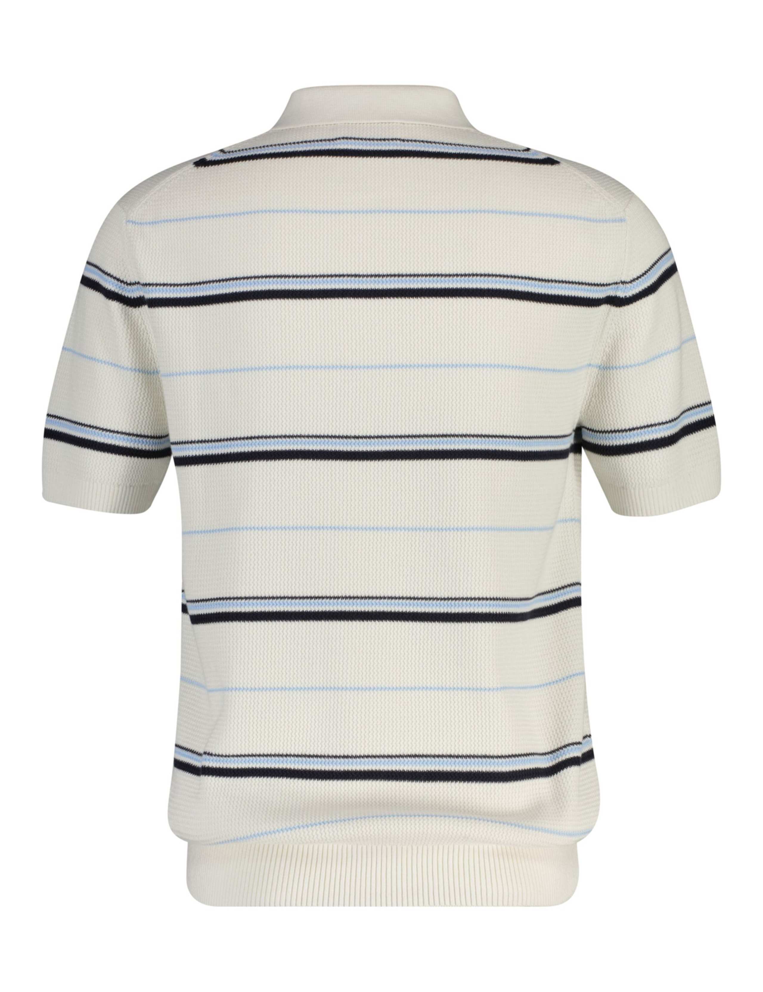 Pure Cotton Striped Textured Zip Up Polo Shirt 2 of 2