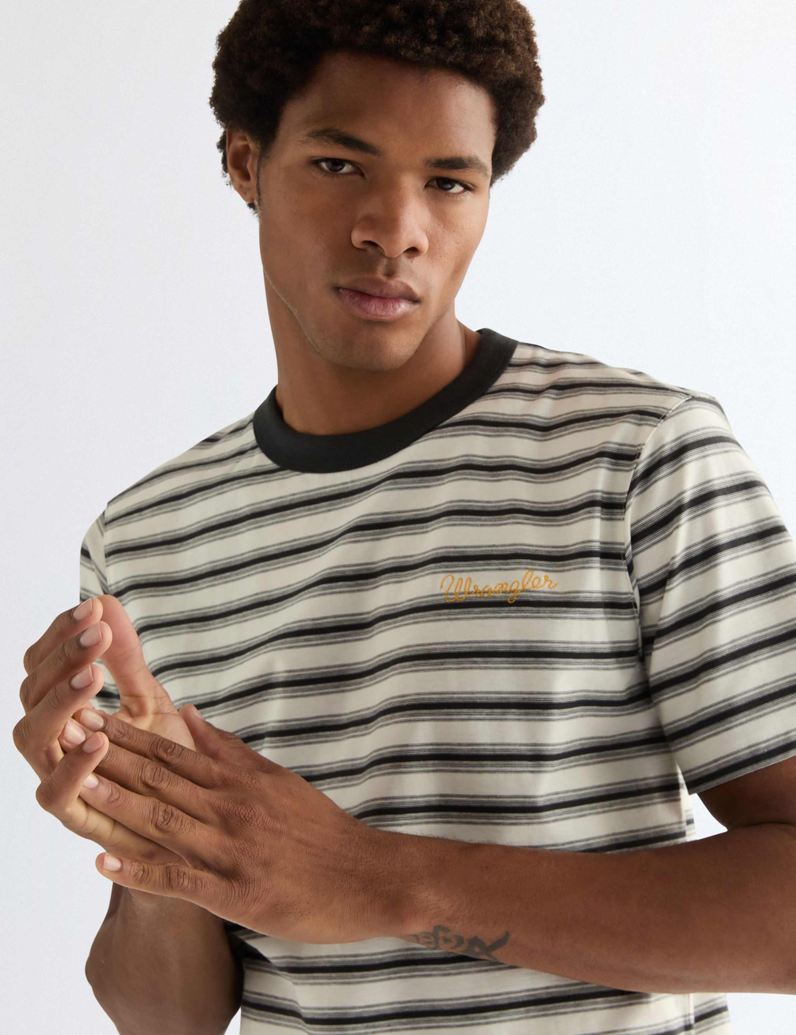 Pure Cotton Striped Crew Neck T-Shirt 5 of 6