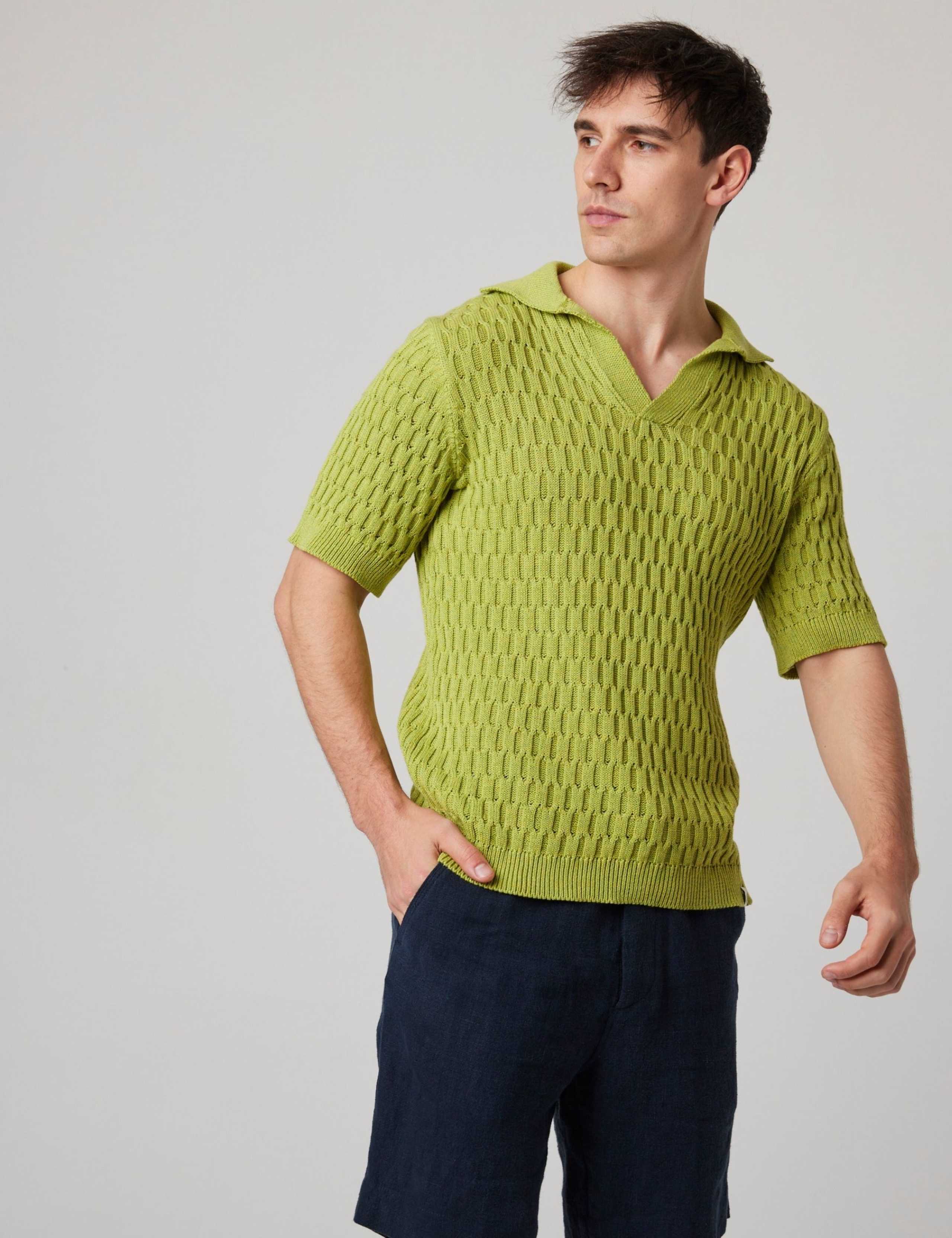 Pure Cotton Textured Knitted Polo Shirt 1 of 6
