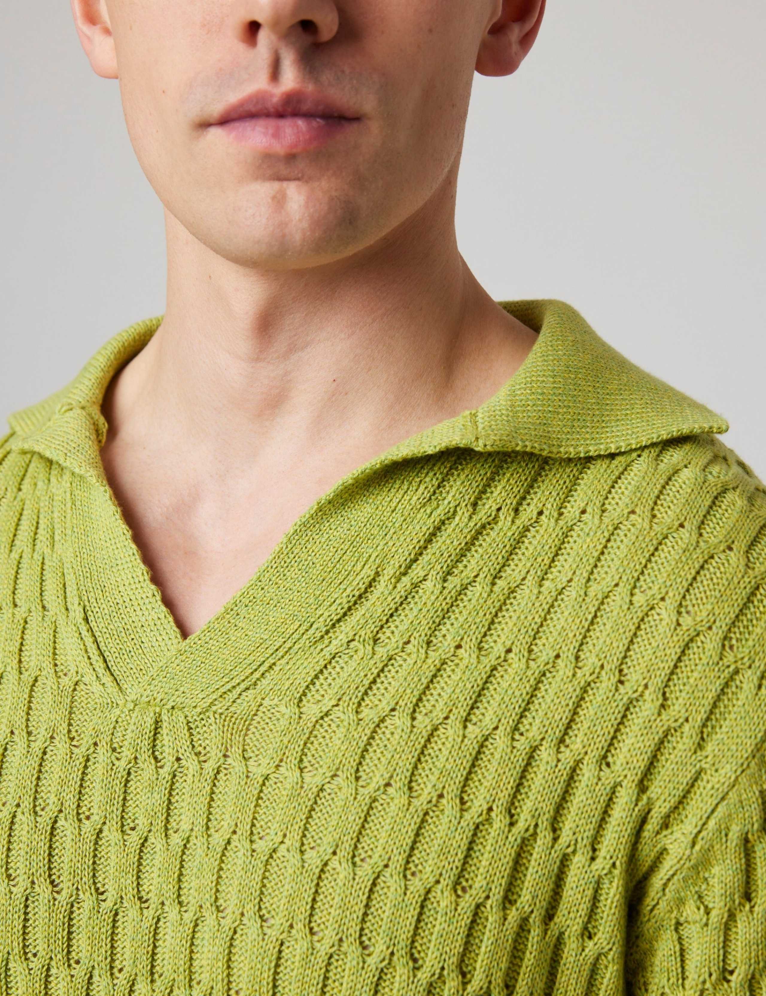 Pure Cotton Textured Knitted Polo Shirt 3 of 6