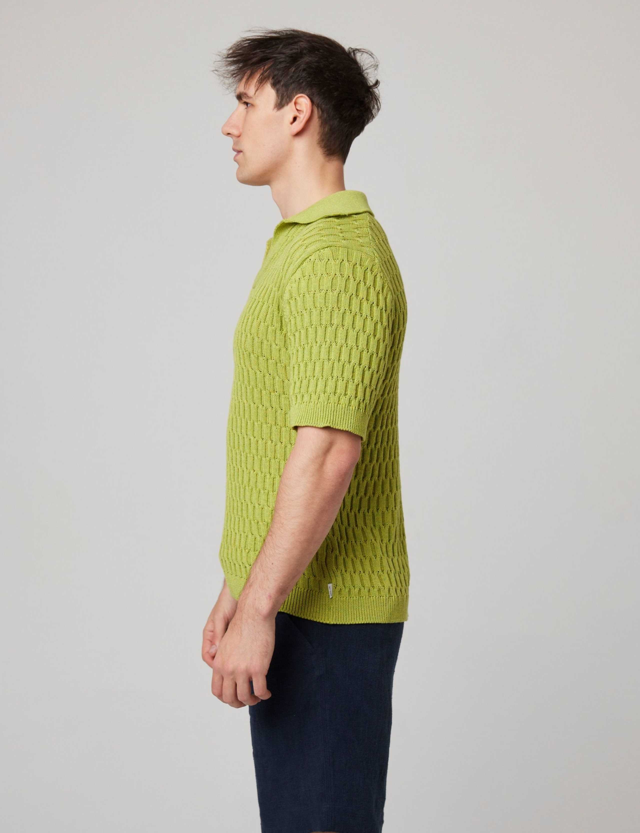 Pure Cotton Textured Knitted Polo Shirt 4 of 6