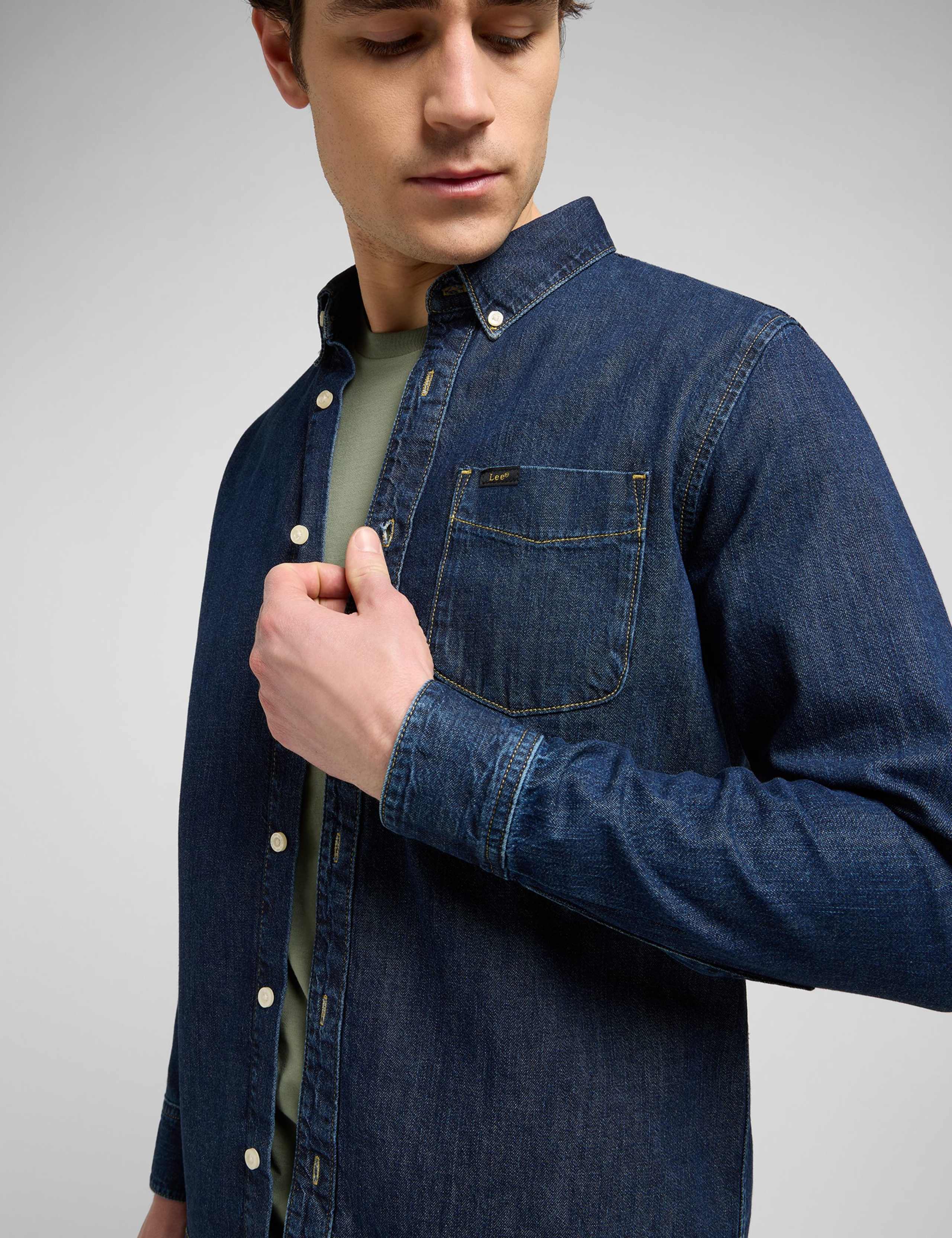 Regular Fit Denim Button Down Shirt 6 of 6