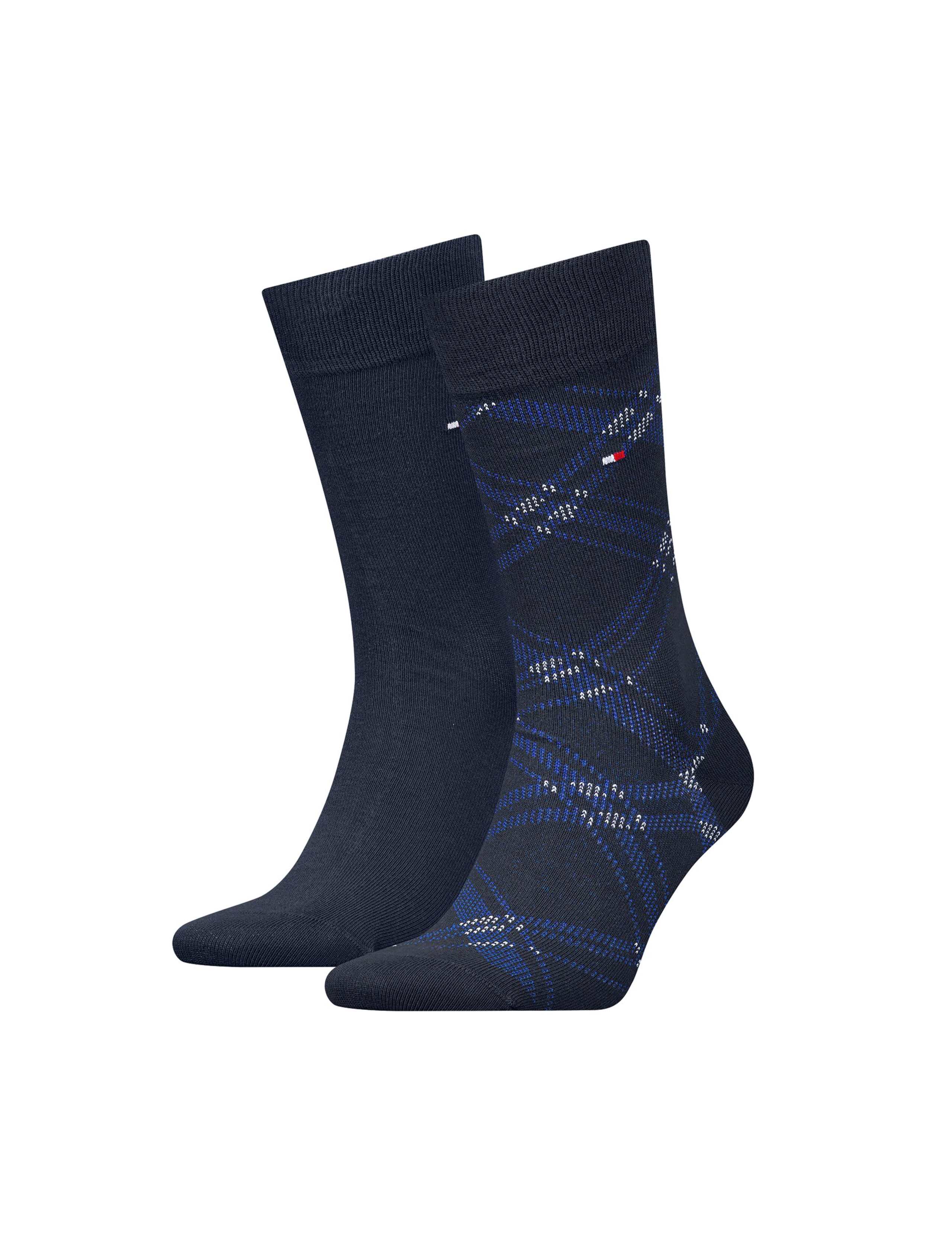 2pk Checked & Plain Cotton Rich Socks 1 of 1