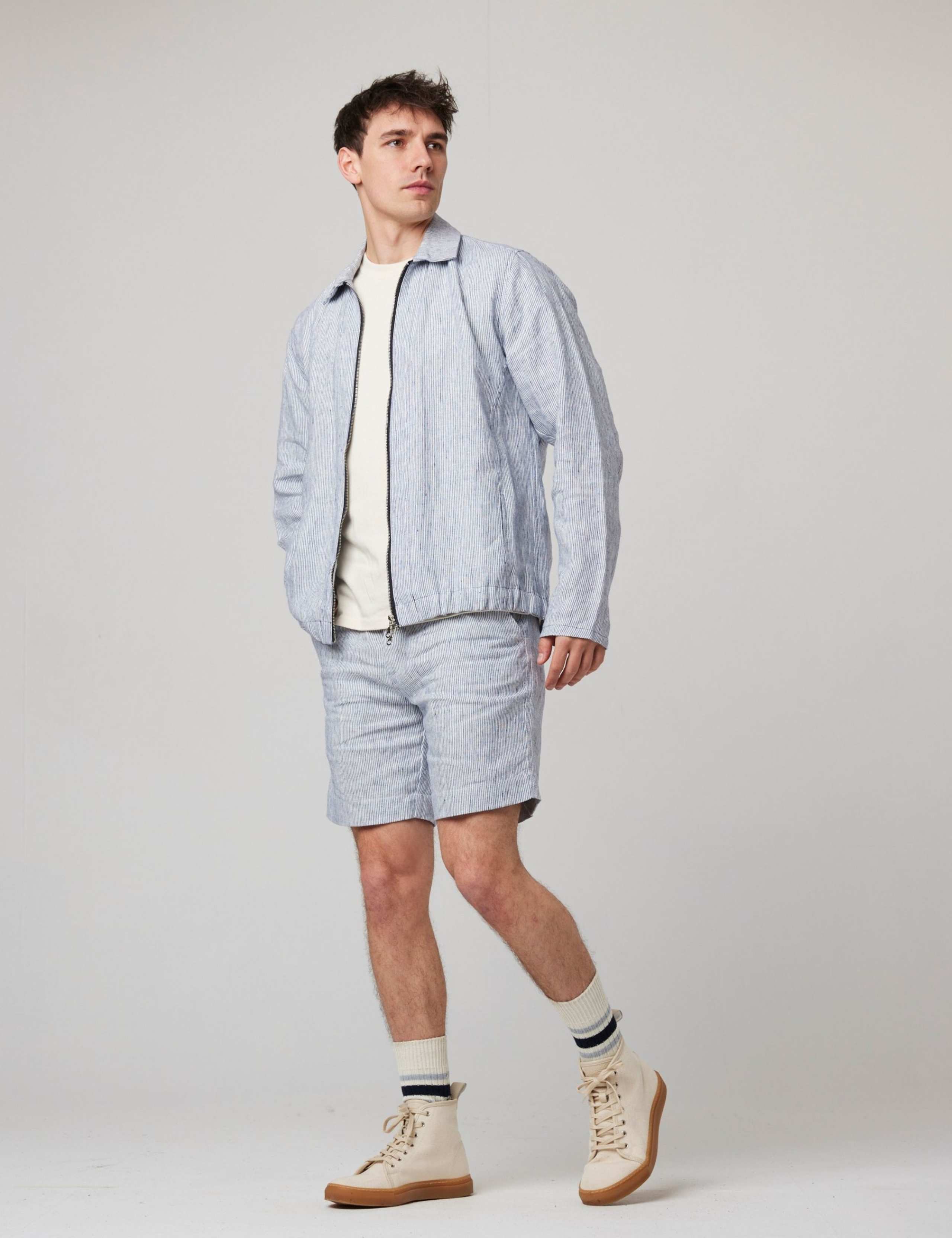 Pure Linen Striped Bomber Jacket 2 of 6
