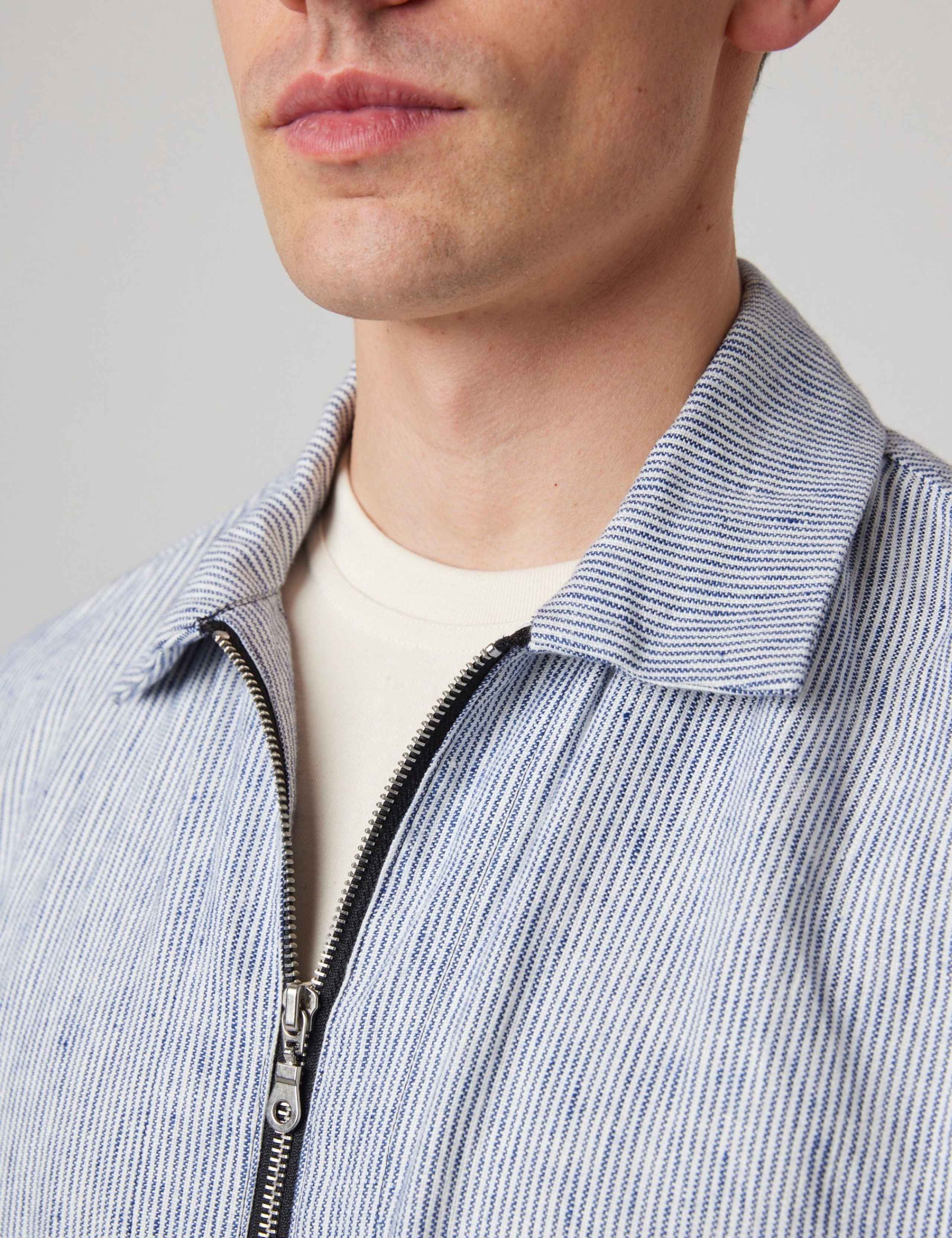 Pure Linen Striped Bomber Jacket 3 of 6