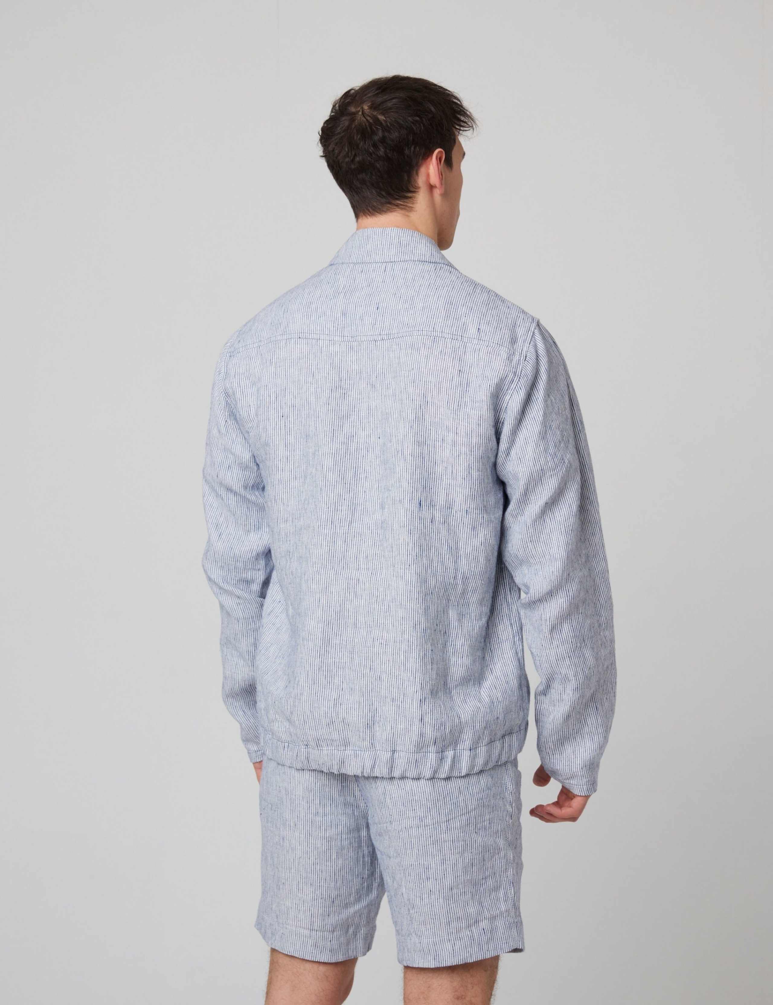Pure Linen Striped Bomber Jacket 5 of 6