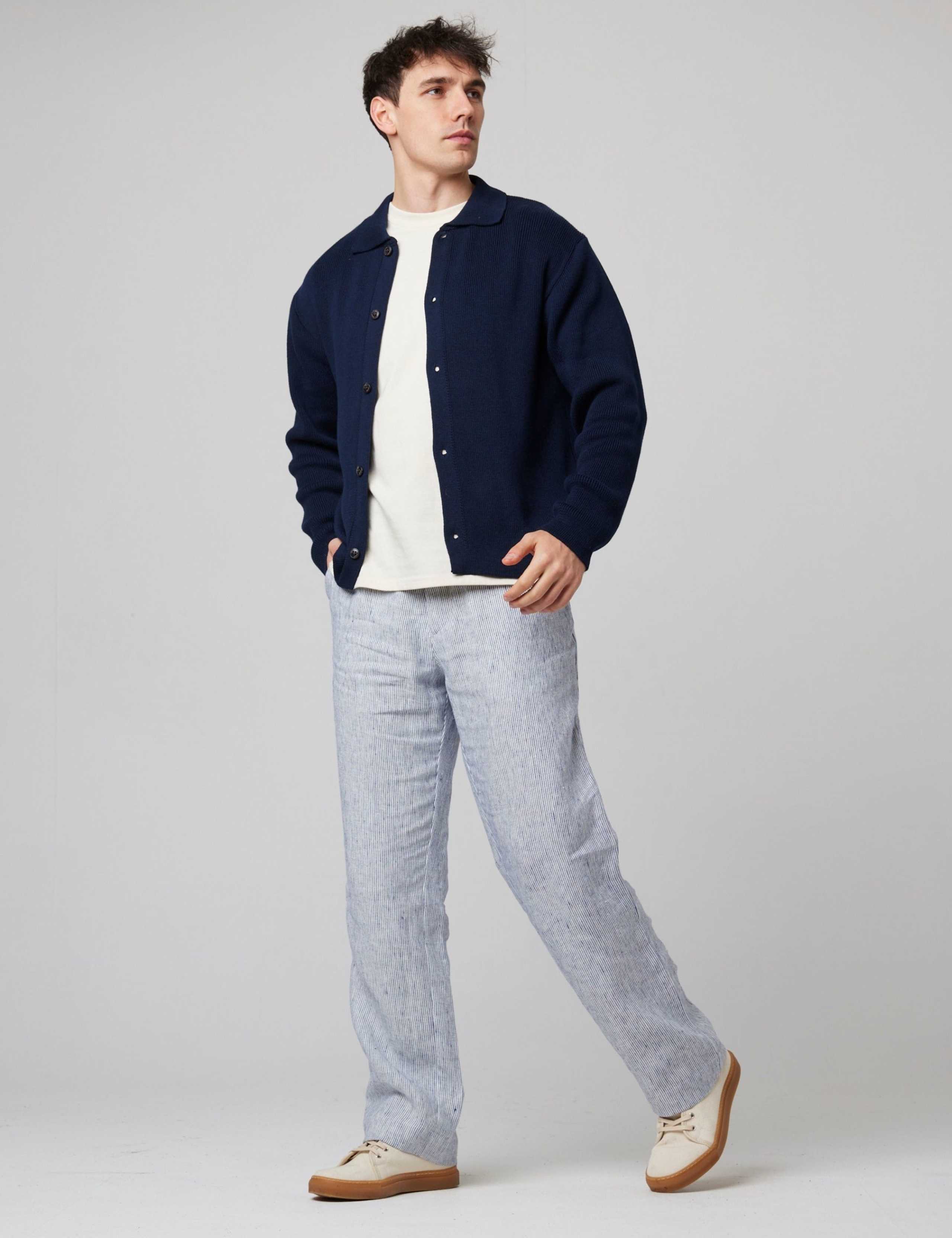 Pure Cotton Ribbed Collared Neck Cardigan 2 of 6