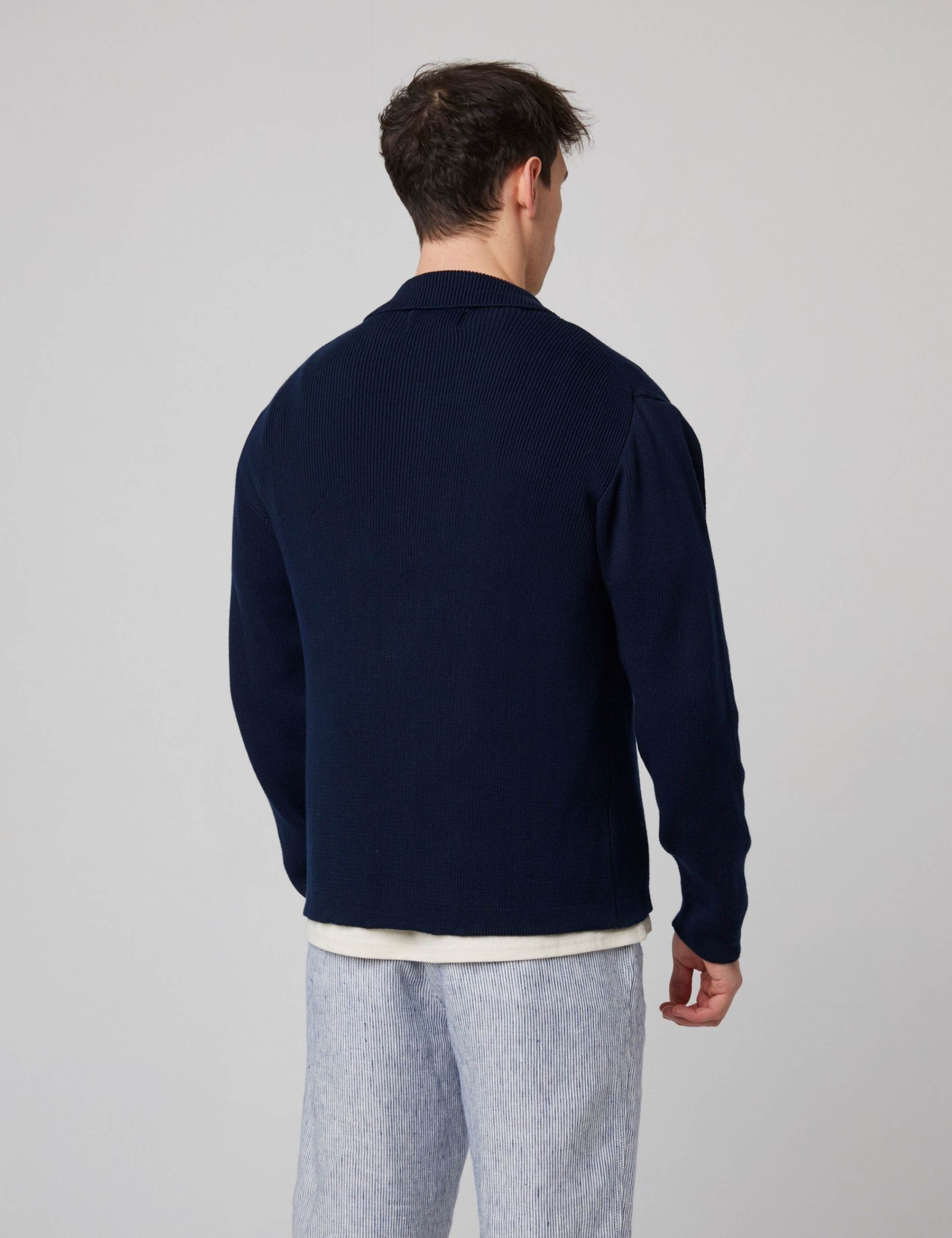 Pure Cotton Ribbed Collared Neck Cardigan 5 of 6