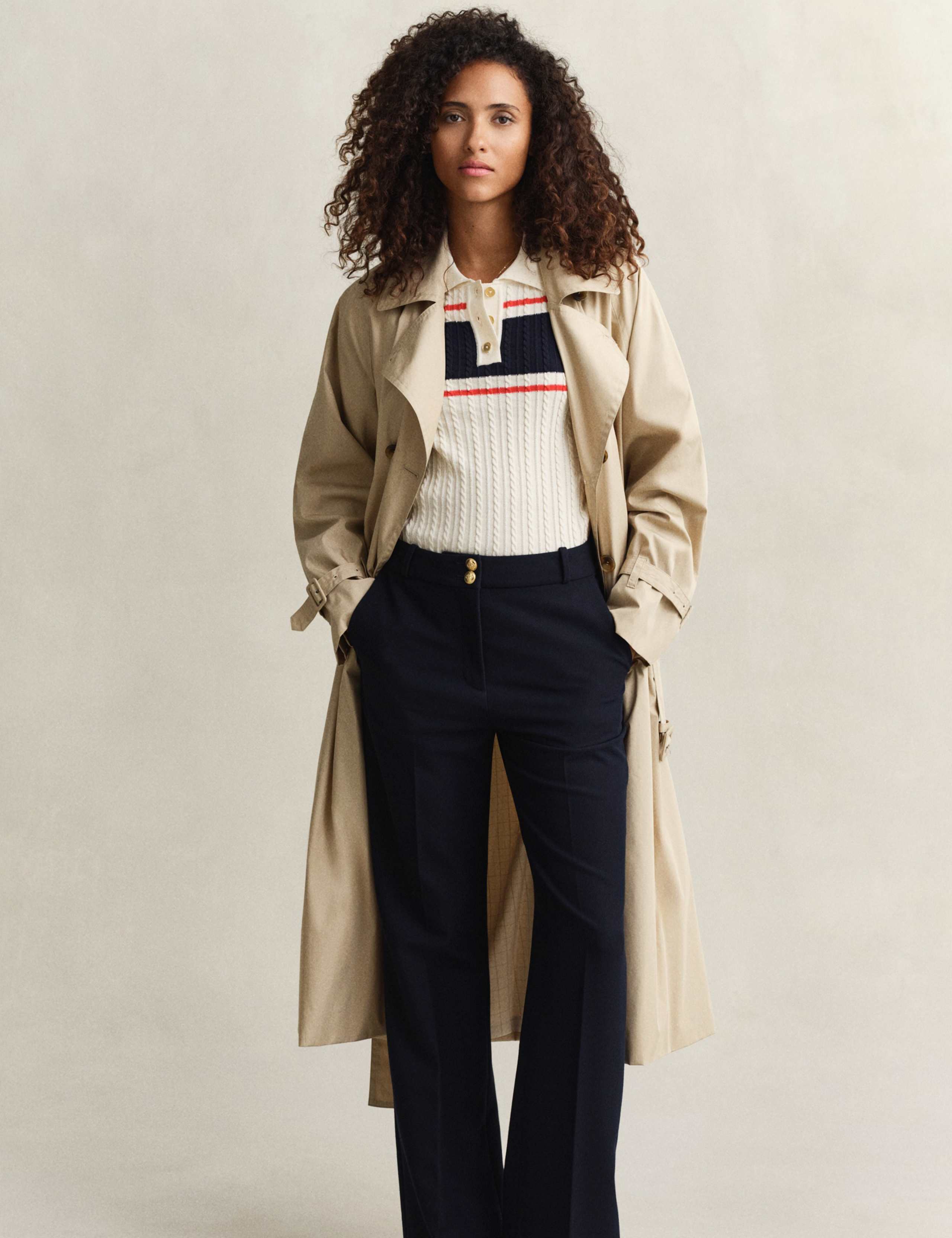 Pure Cotton Cable Knit Striped Knitted Top 4 of 6