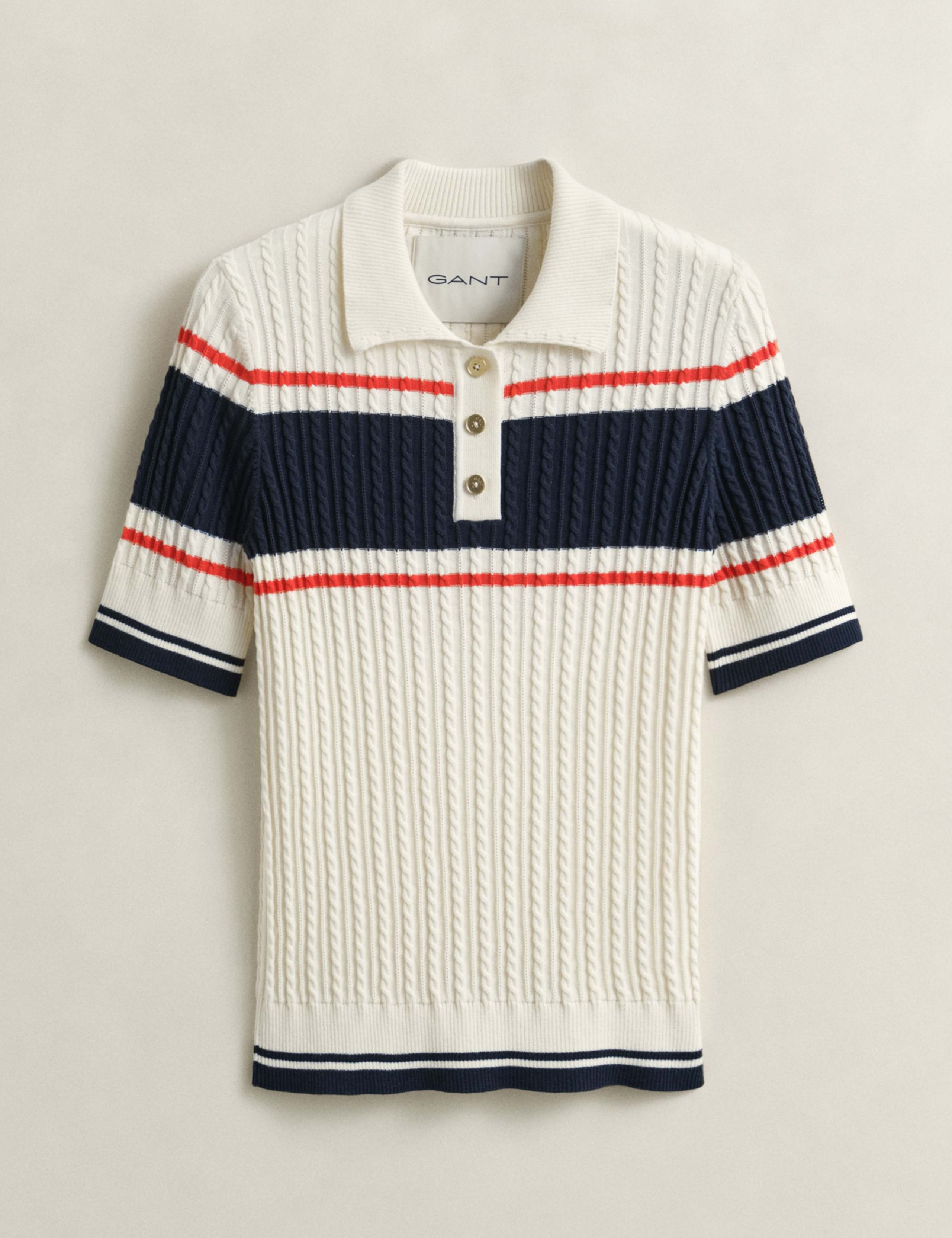 Pure Cotton Cable Knit Striped Knitted Top 5 of 6