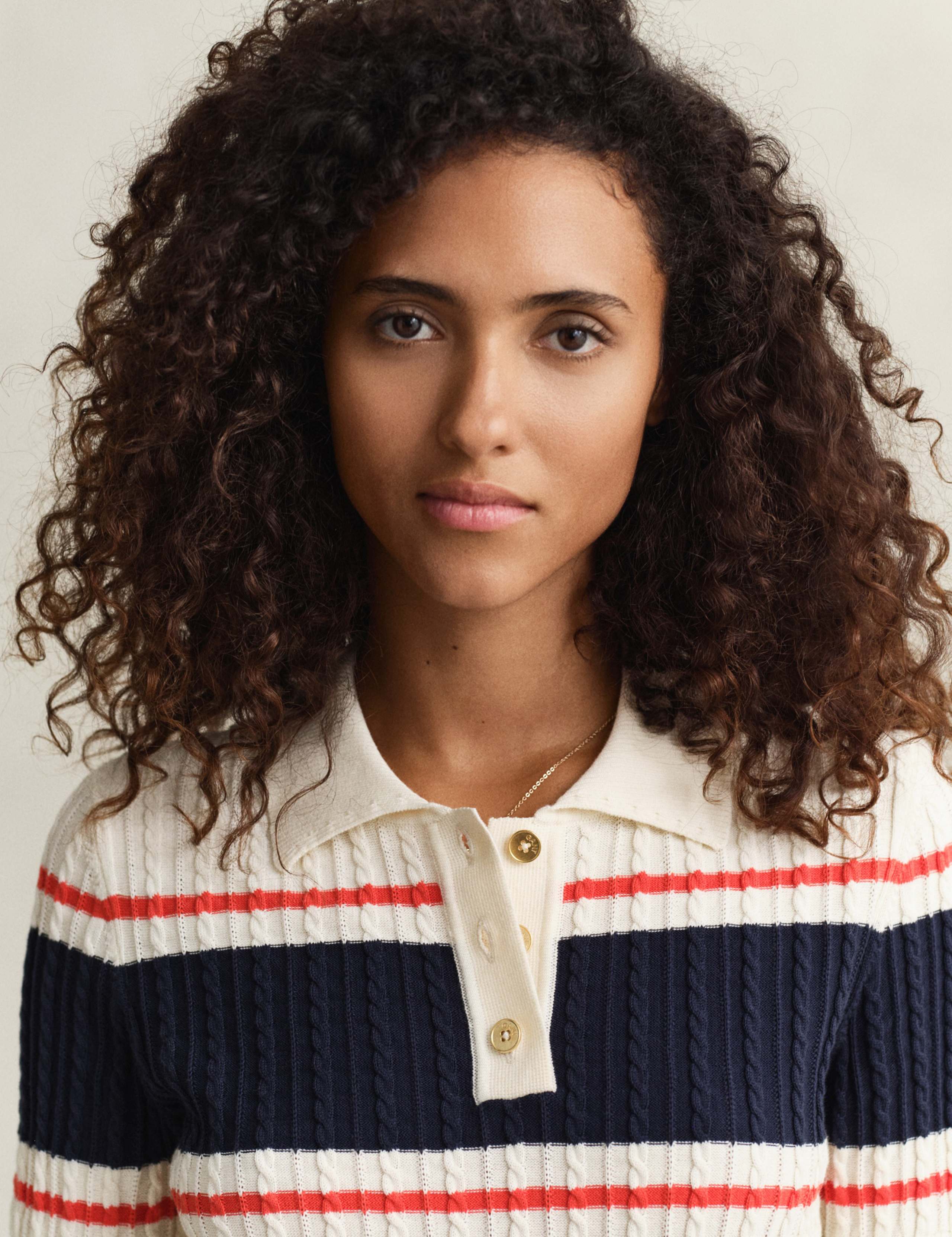 Pure Cotton Cable Knit Striped Knitted Top 6 of 6