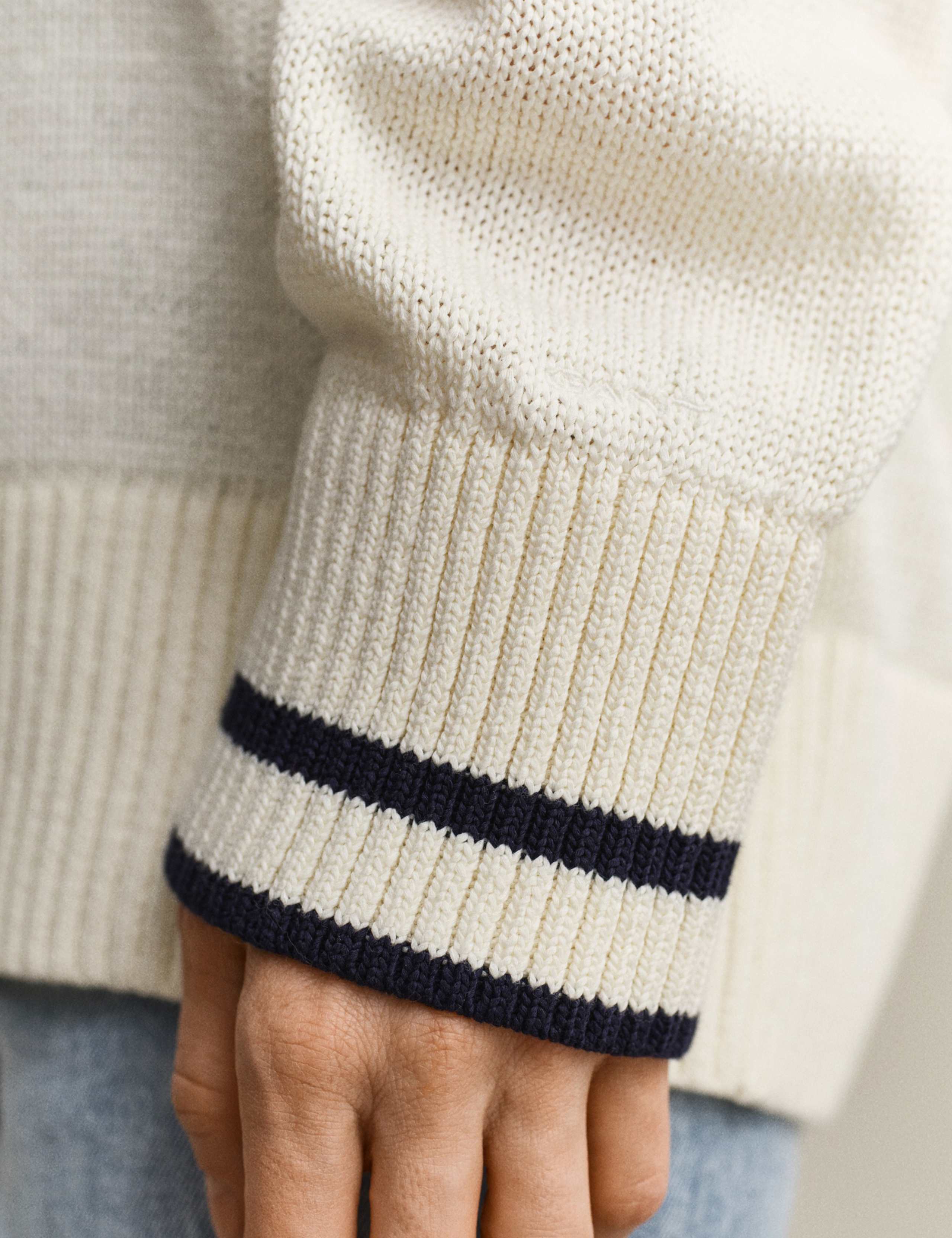 Pure Cotton Ribbed V-Neck Jumper 7 of 7