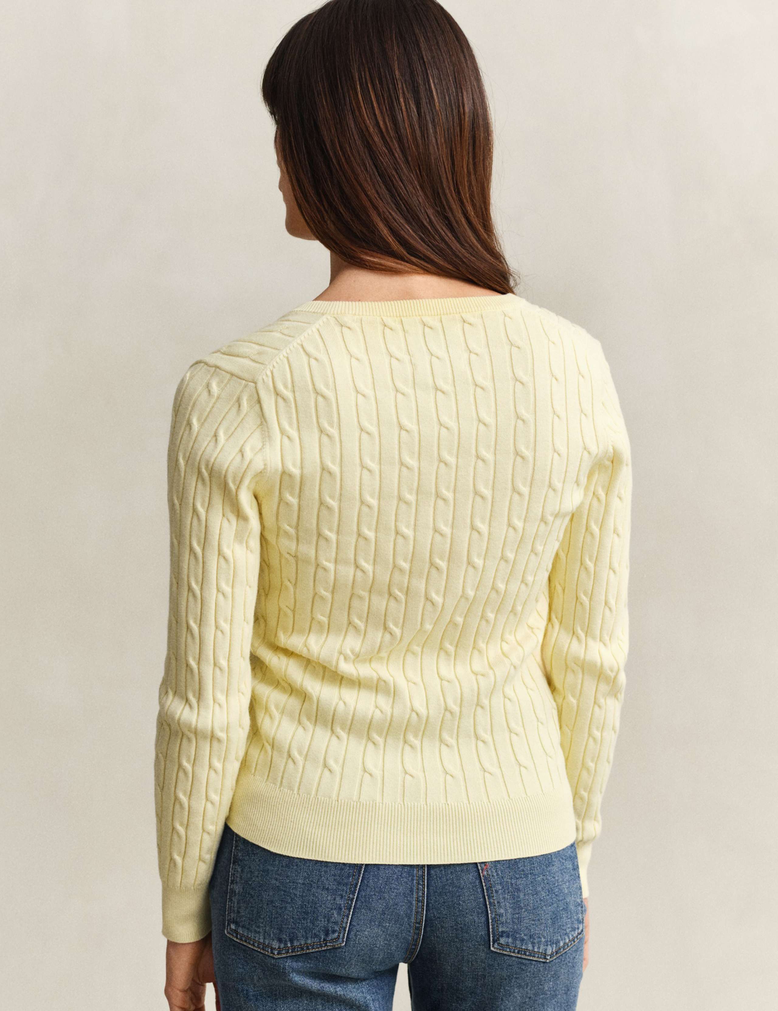 Cotton Rich Cable Knit V-Neck Jumper 3 of 6