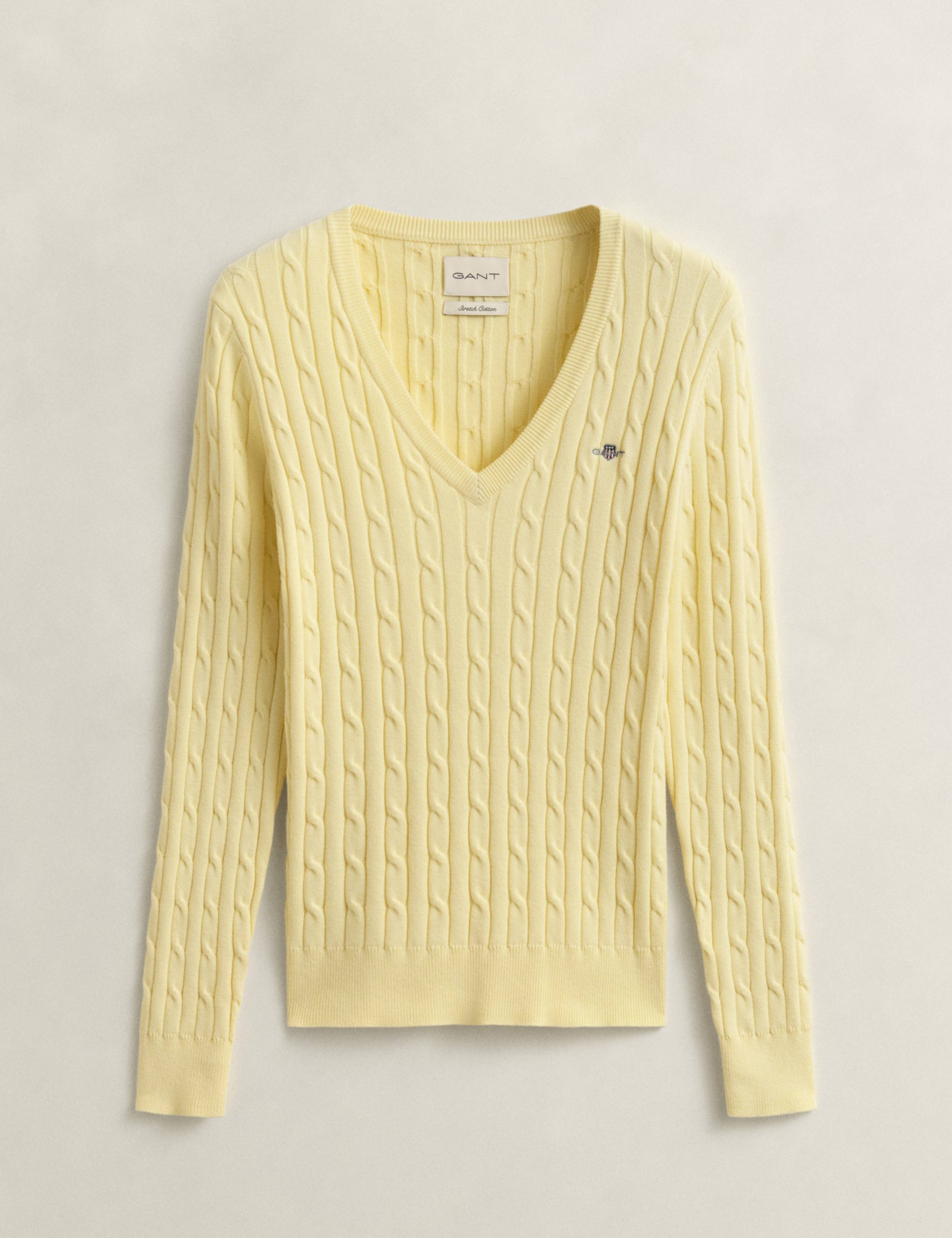 Cotton Rich Cable Knit V-Neck Jumper 5 of 6
