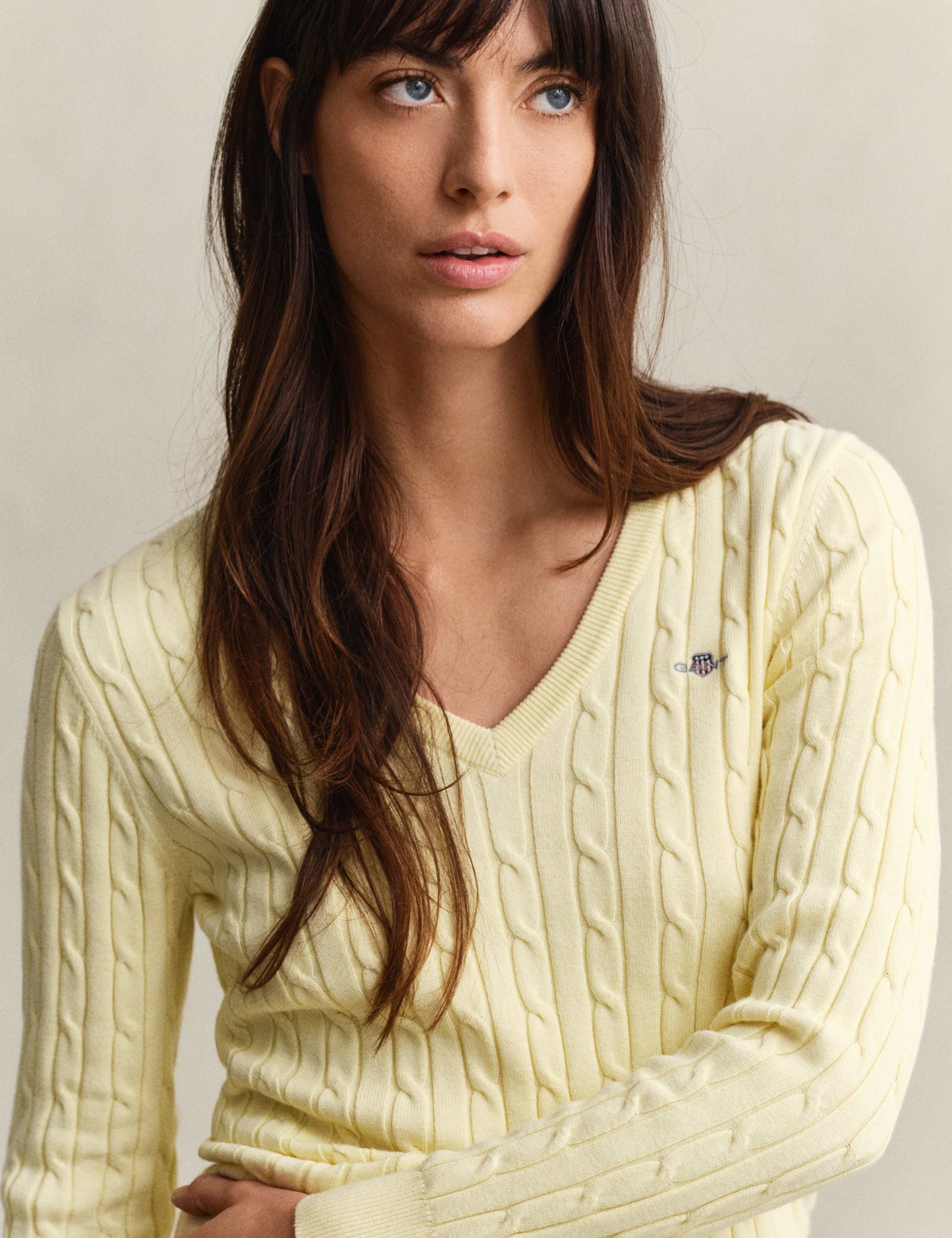 Cotton Rich Cable Knit V-Neck Jumper 6 of 6