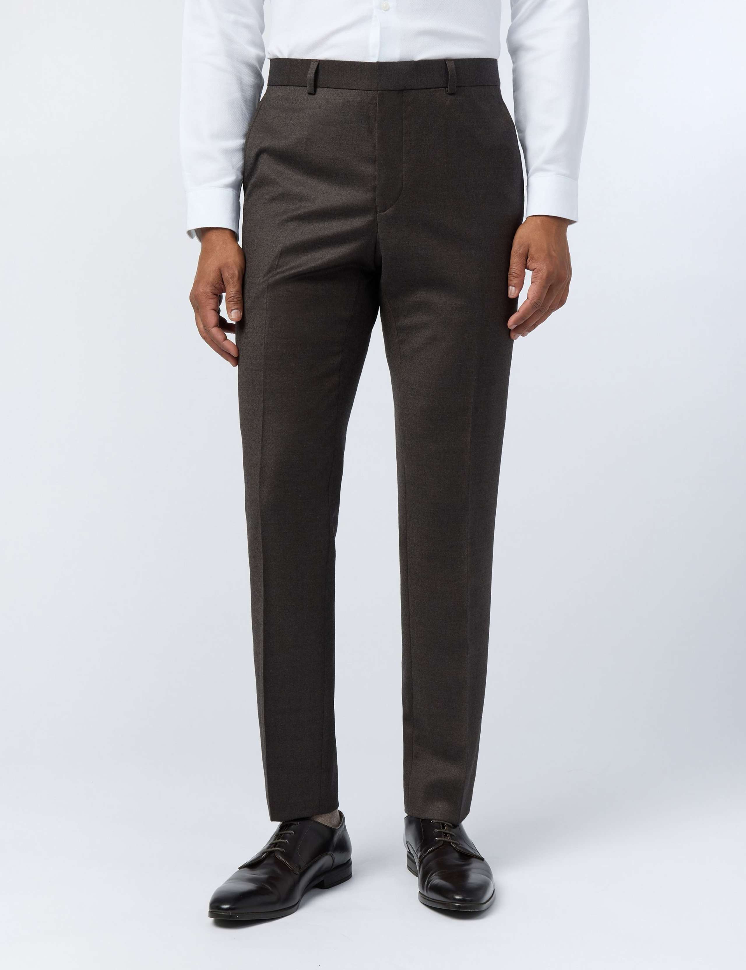 Slim Fit Wool Rich Flat Front Trousers 1 of 3