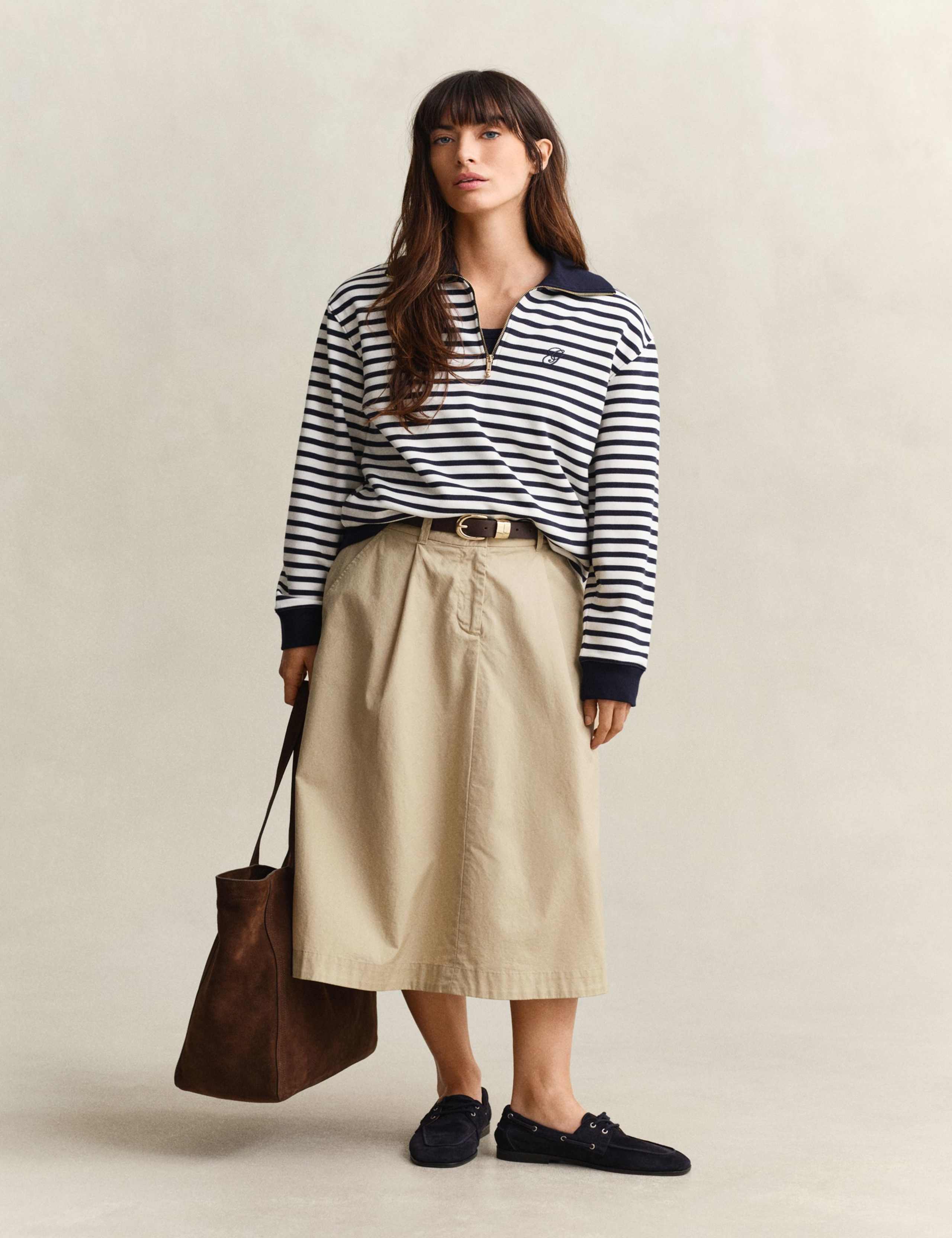 Pure Cotton Striped Half Zip Sweatshirt 3 of 6