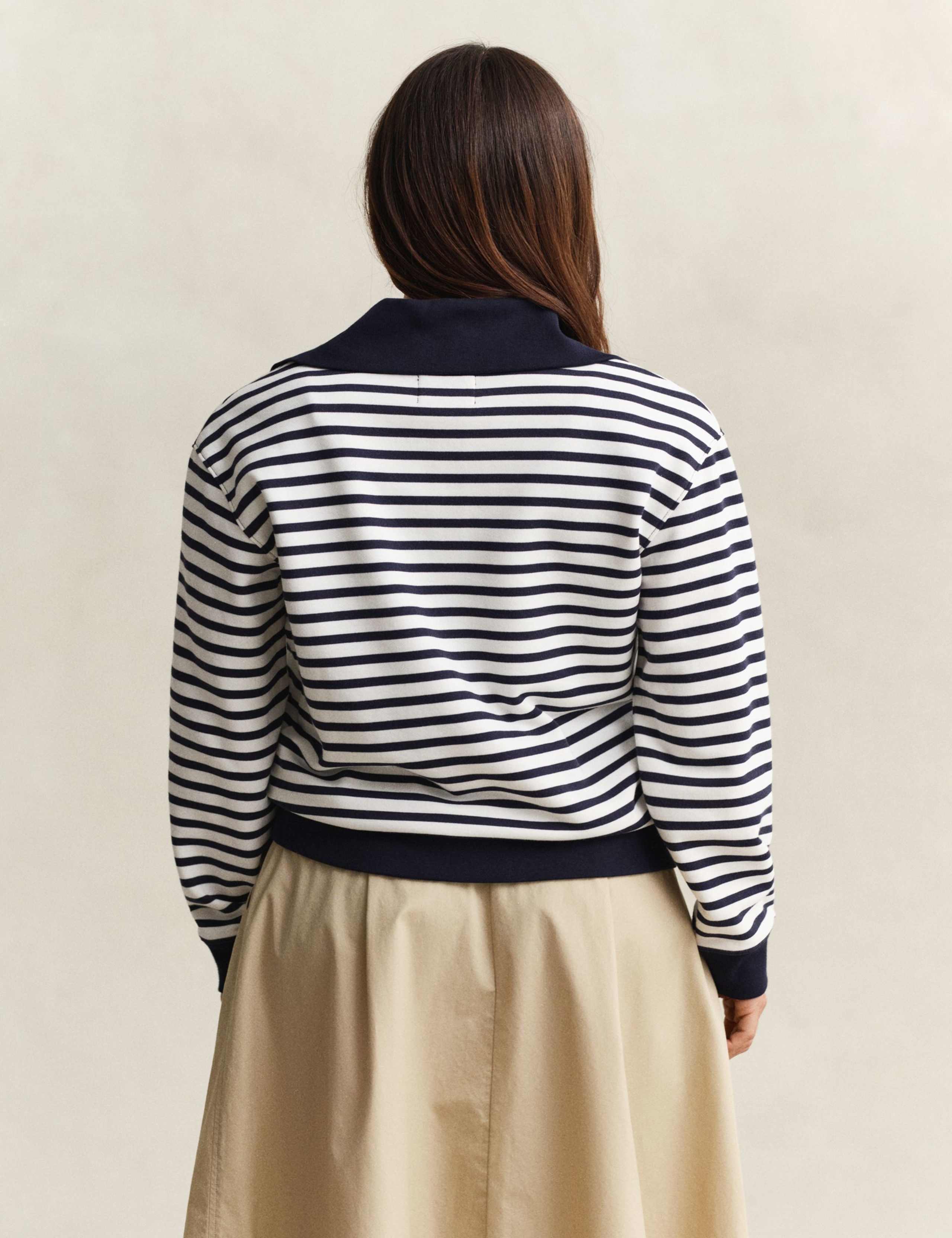 Pure Cotton Striped Half Zip Sweatshirt 6 of 6